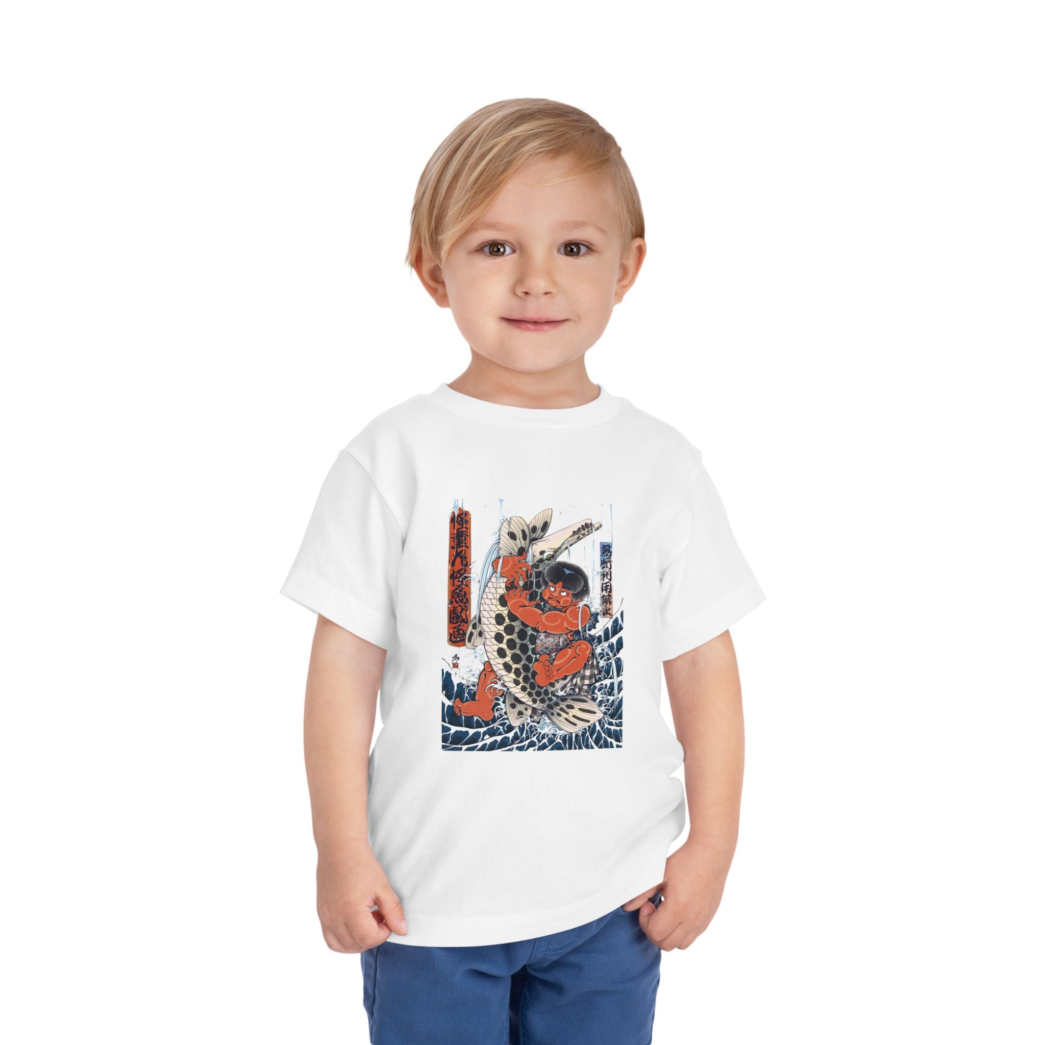 Toddler Short Sleeve Tee with Kintaro Fighting Fish Print