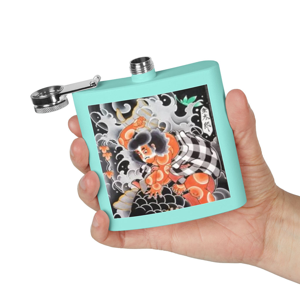 Kintaro and Koi on Stainless Steel Flask, 6oz