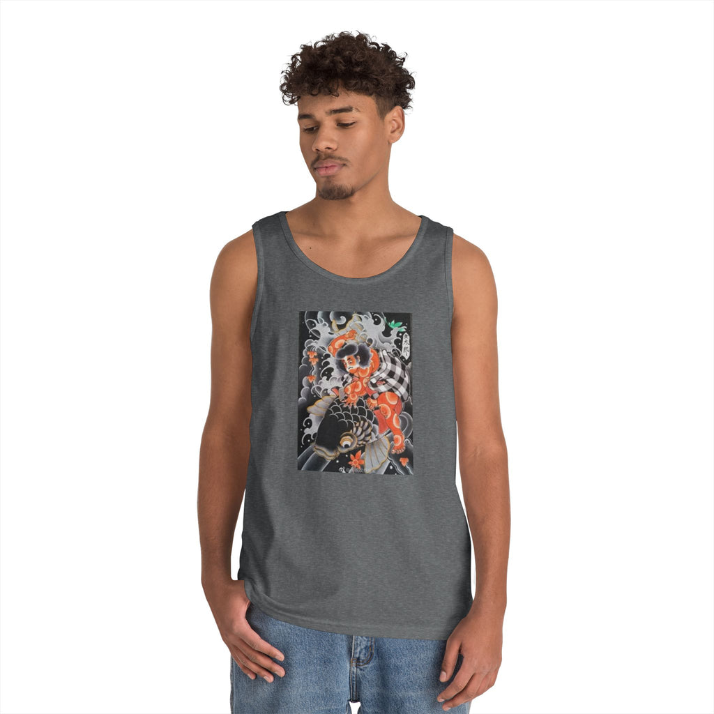 Kintaro with Black Koi Unisex Heavy Cotton Tank Top
