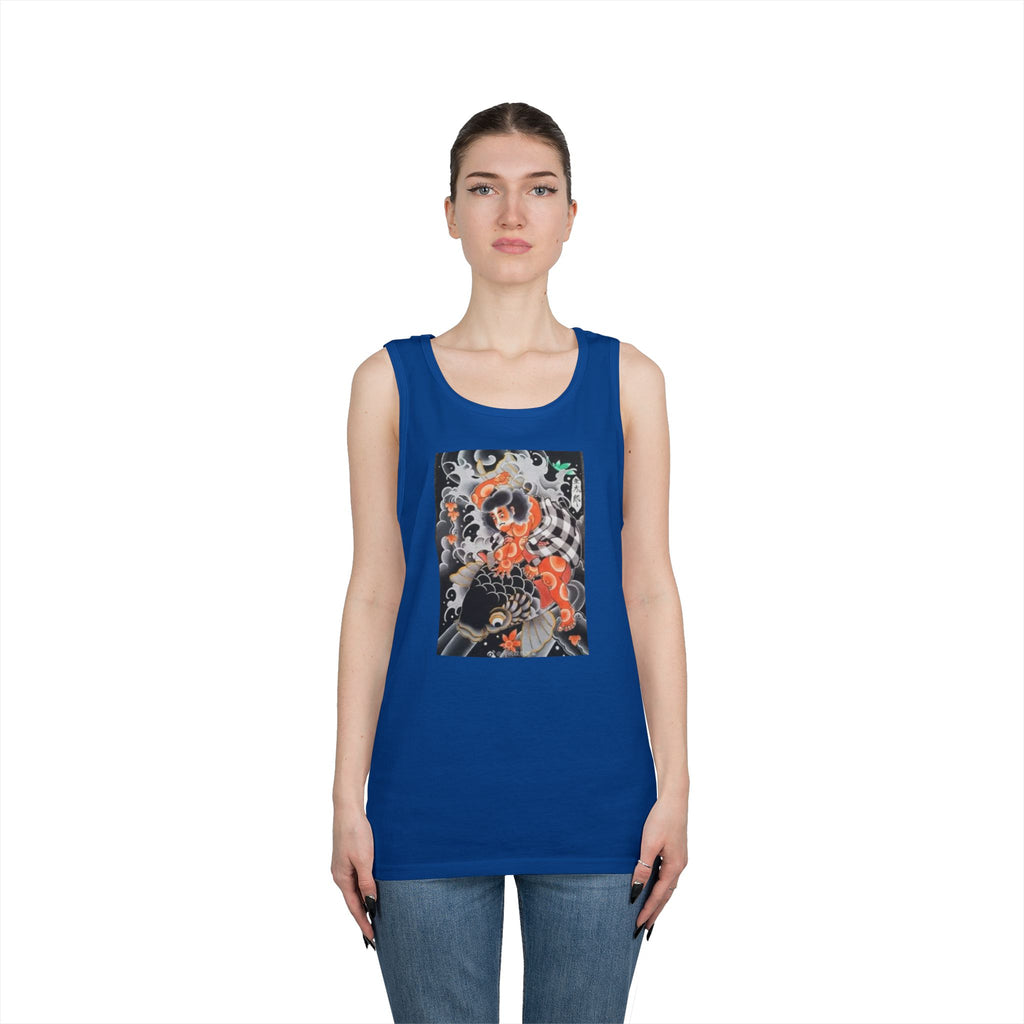 Kintaro with Black Koi Unisex Heavy Cotton Tank Top