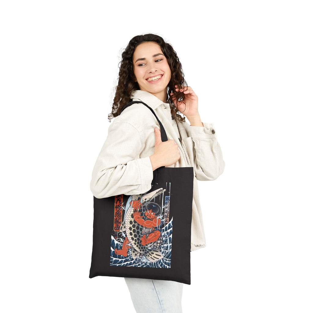 Kintaro Fighting Fish Printed on Canvas Tote Bag (2 Colors)