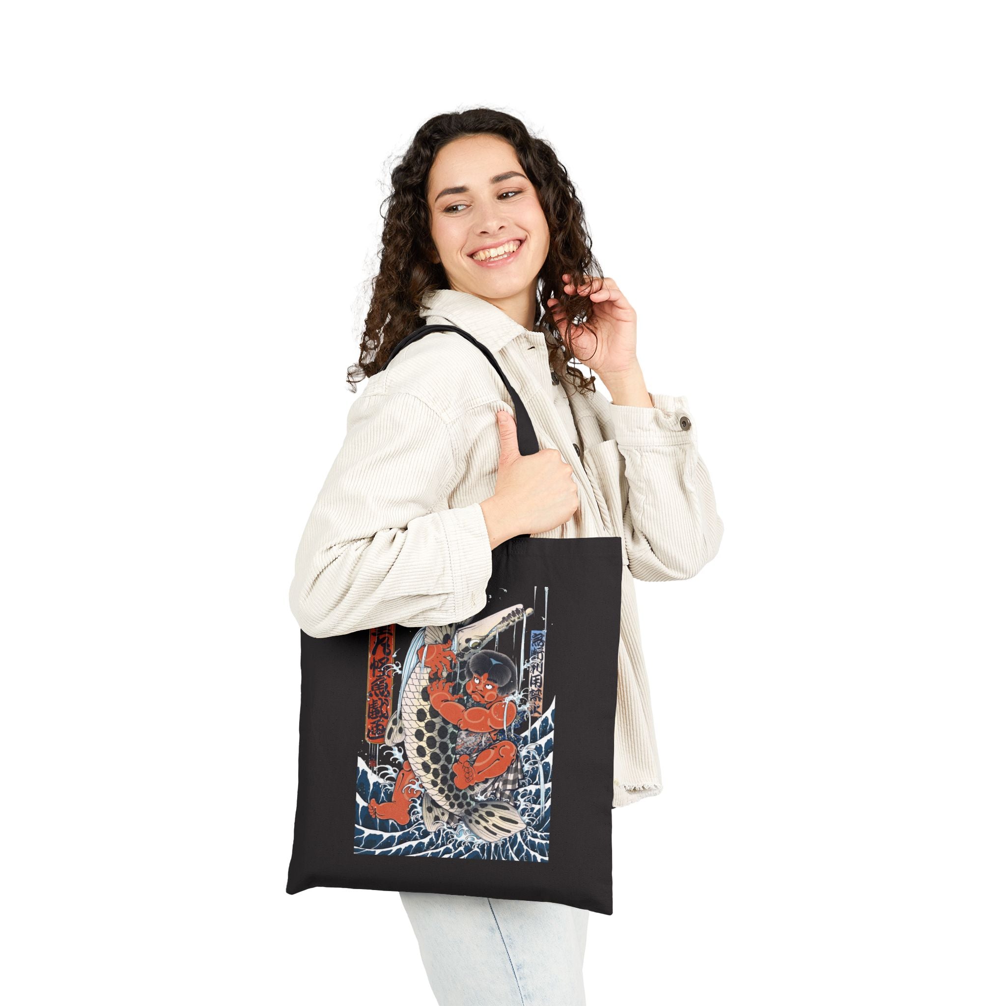 Kintaro Fighting Fish Printed on Canvas Tote Bag (2 Colors)
