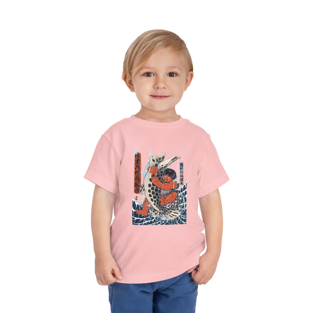 Toddler Short Sleeve Tee with Kintaro Fighting Fish Print