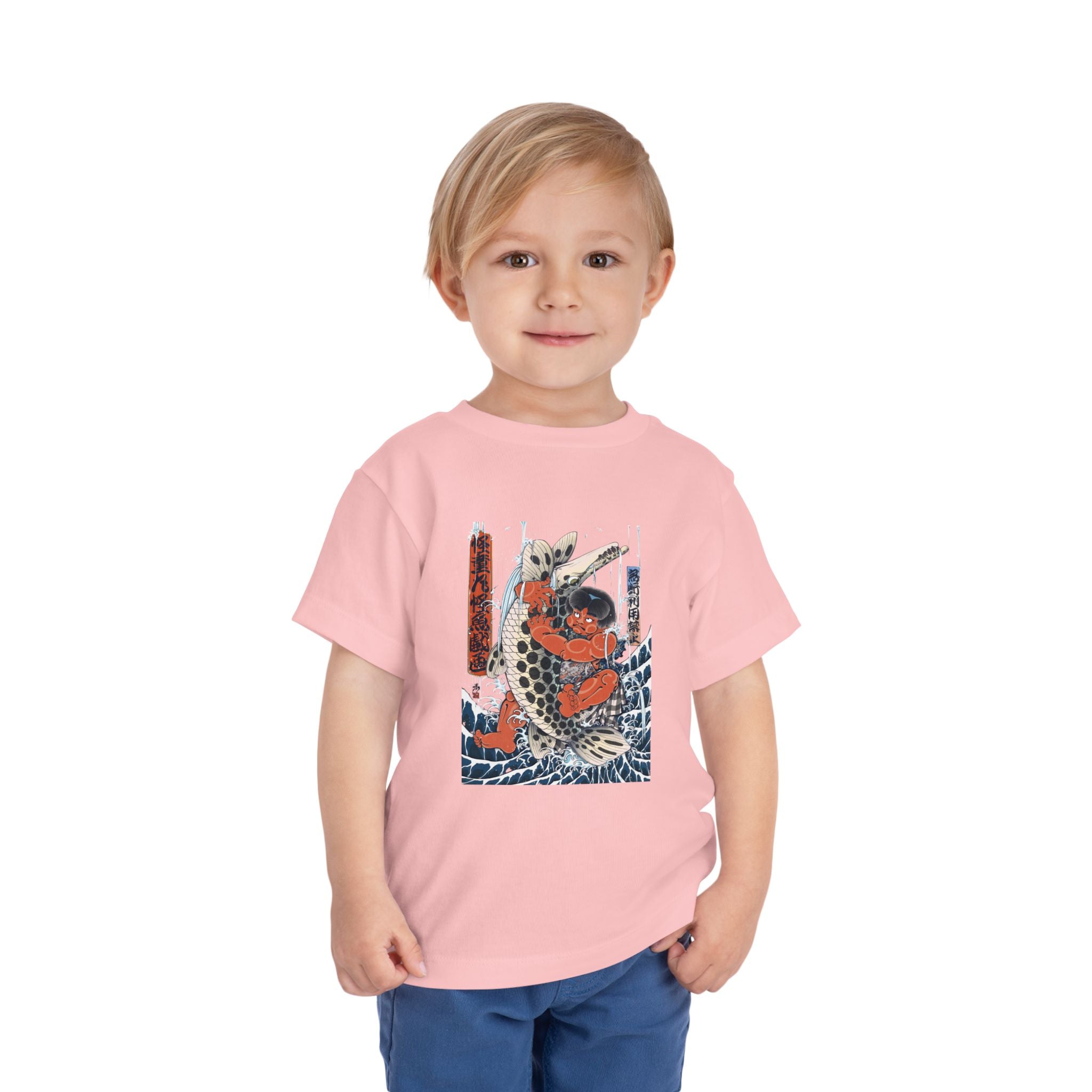 Toddler Short Sleeve Tee with Kintaro Fighting Fish Print