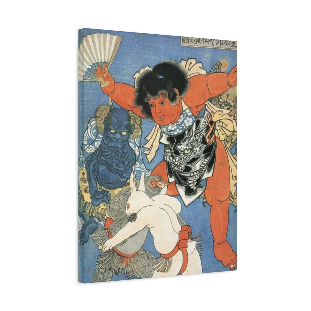 Kintaro and Friends with Blue Background Matte Canvas, Stretched, 1.25"