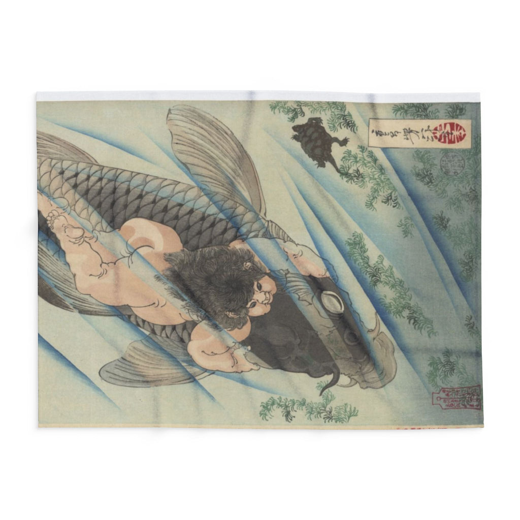 Kintaro on Koi Light Blue Arctic Fleece Blanket (3 Sizes)