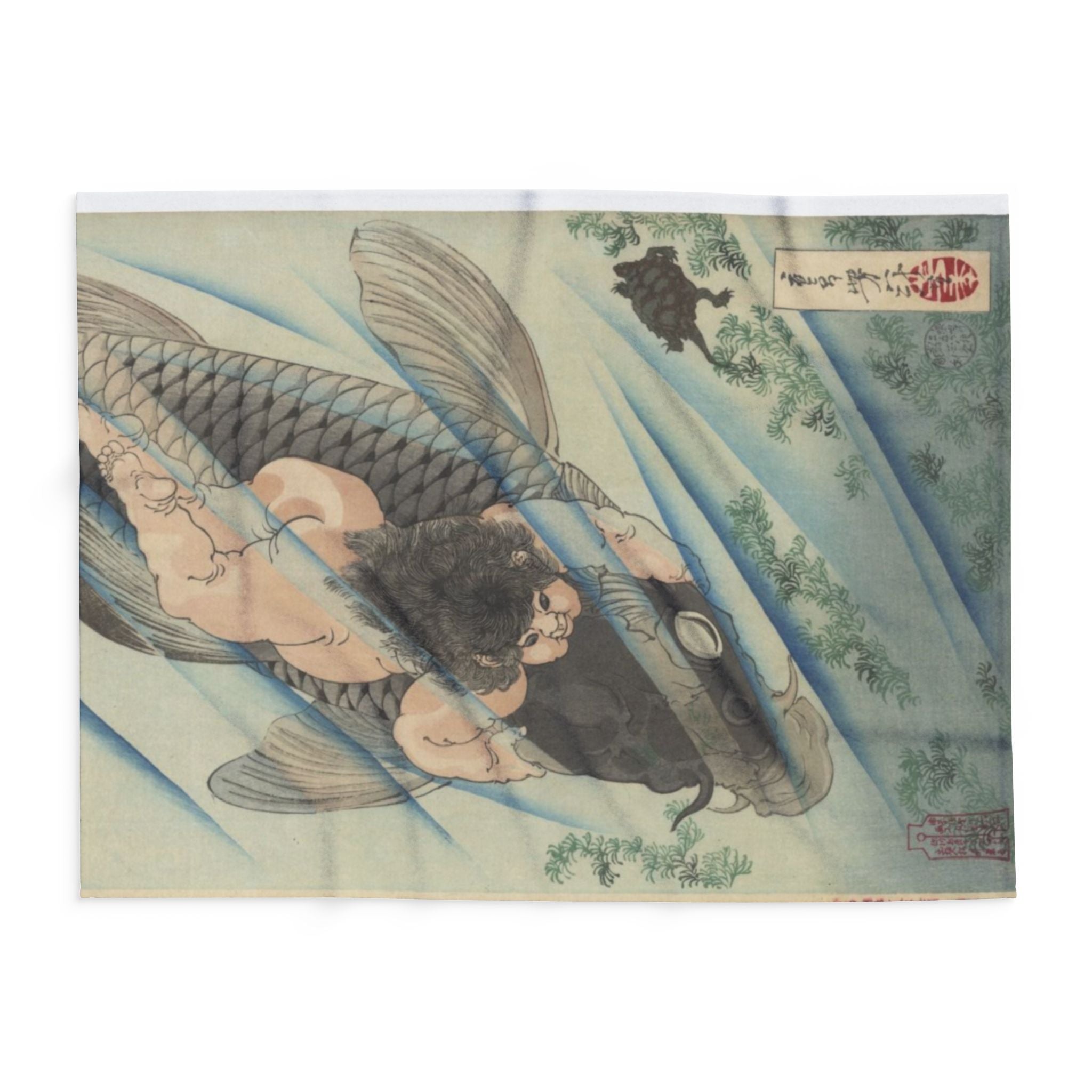 Kintaro on Koi Light Blue Arctic Fleece Blanket (3 Sizes)