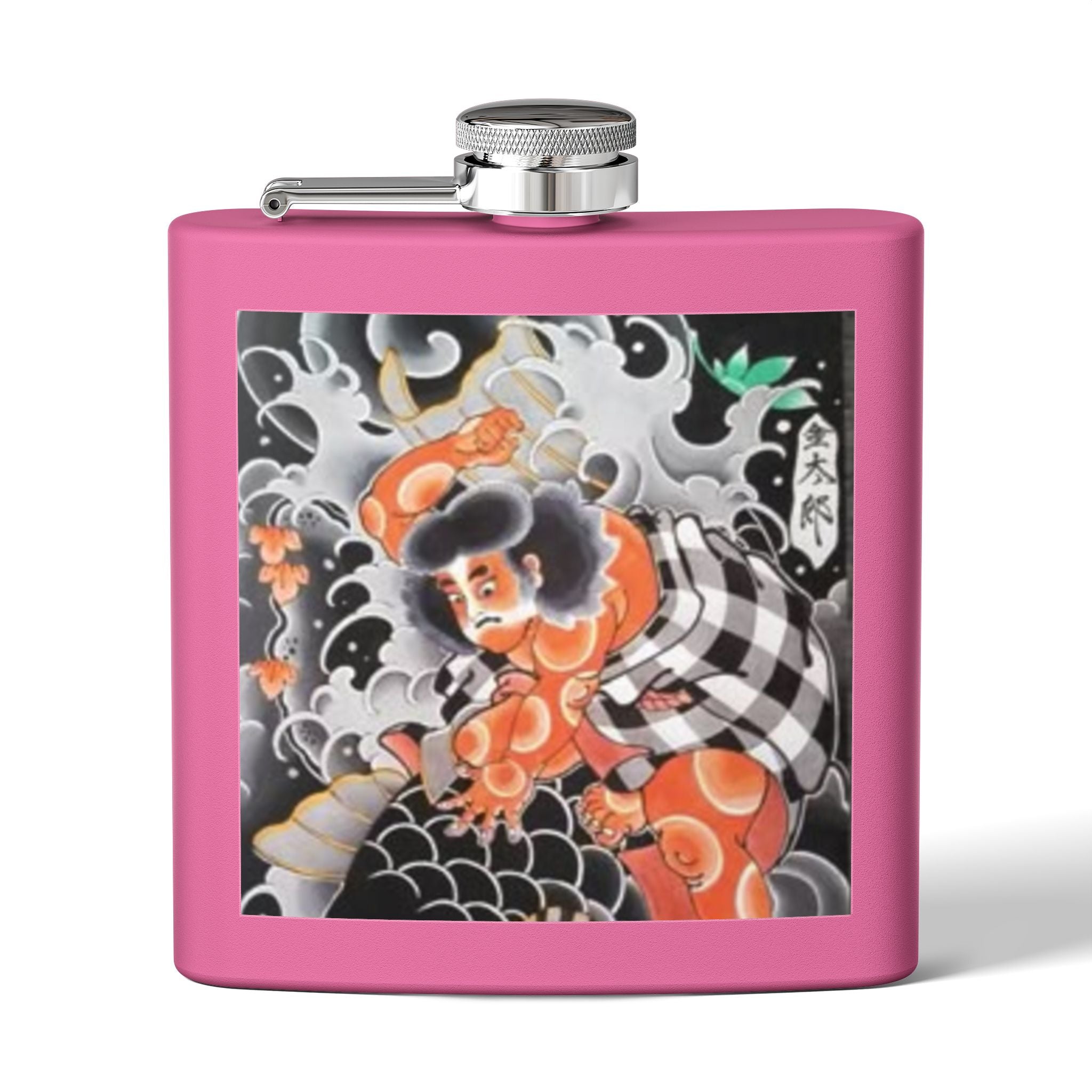 Kintaro and Koi on Stainless Steel Flask, 6oz