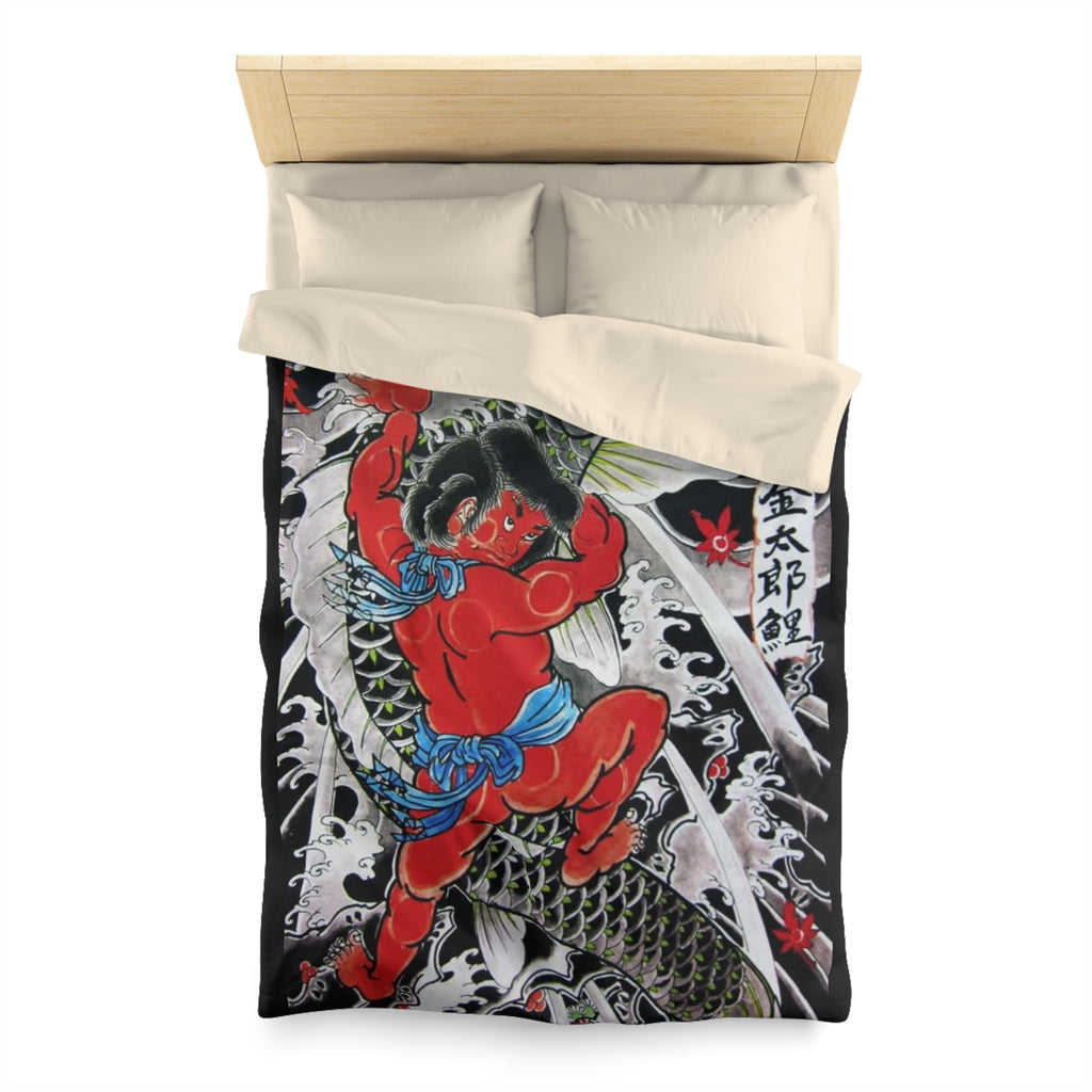 Kintaro The Golden Boy with Koi Duvet Cover