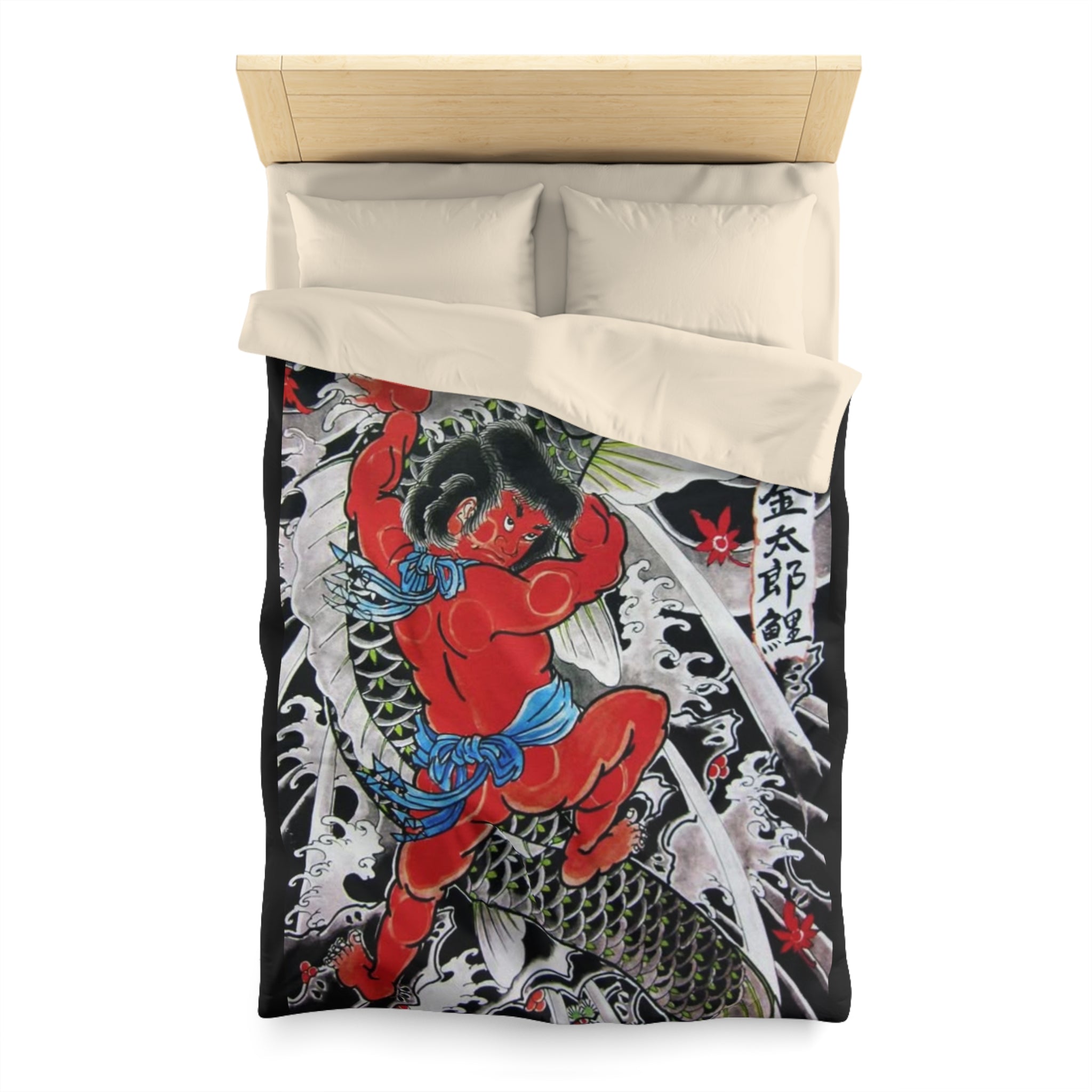 Kintaro The Golden Boy with Koi Duvet Cover
