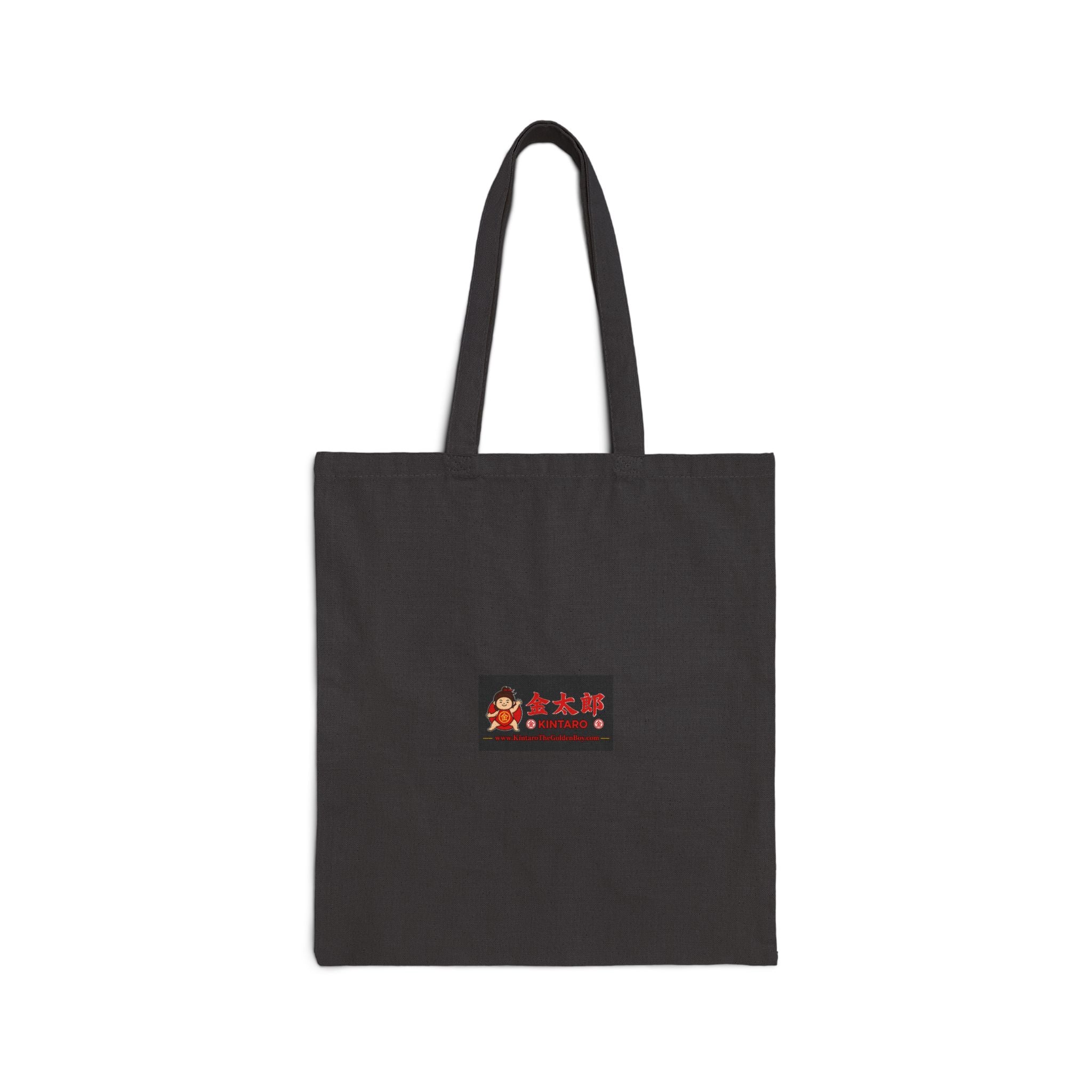 Kintaro Riding Red Koi on Black Canvas Tote Bag