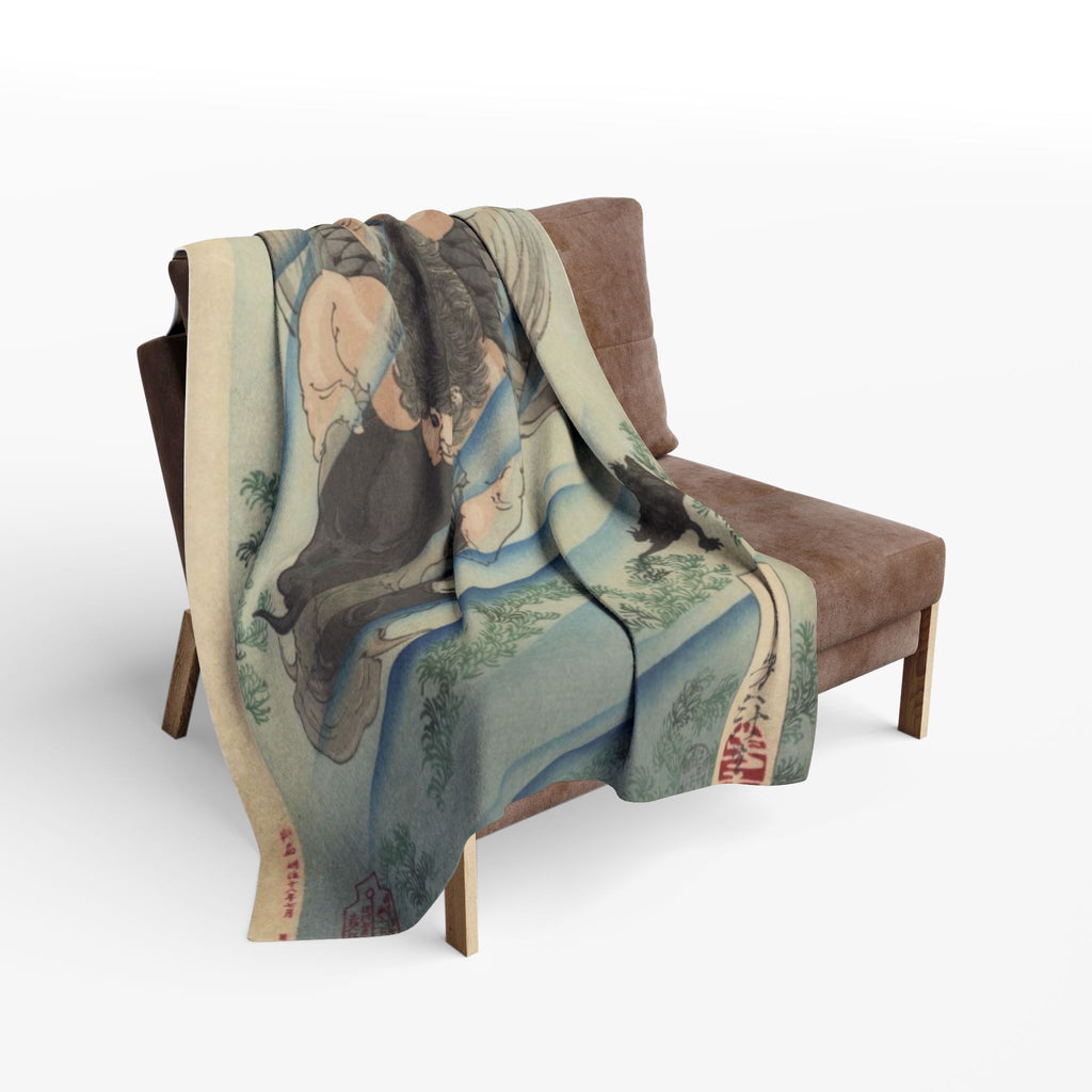 Kintaro on Koi Light Blue Arctic Fleece Blanket (3 Sizes)