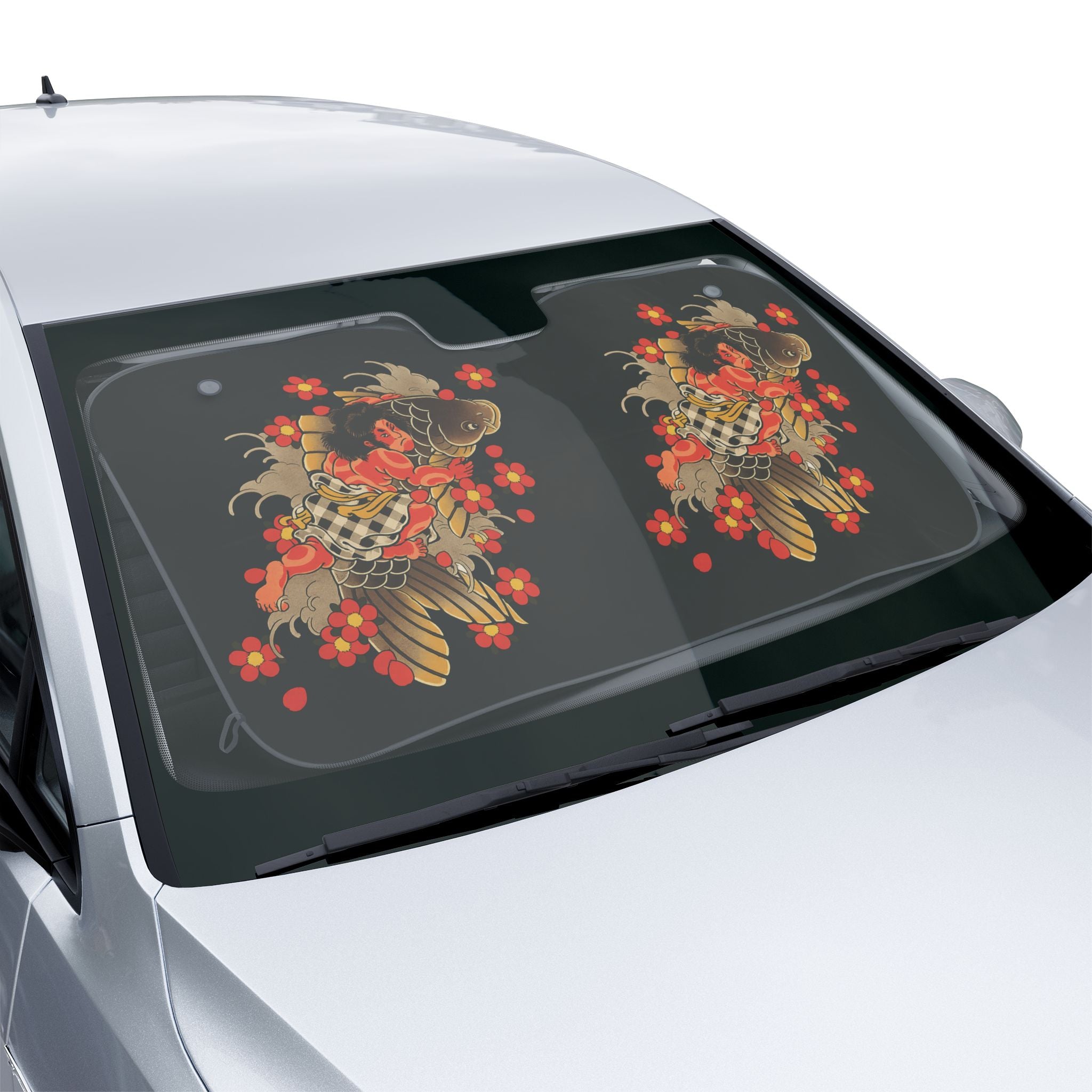 Kintaro and Koi with Cherry Blossoms Car Windshield Cover (2 styles)