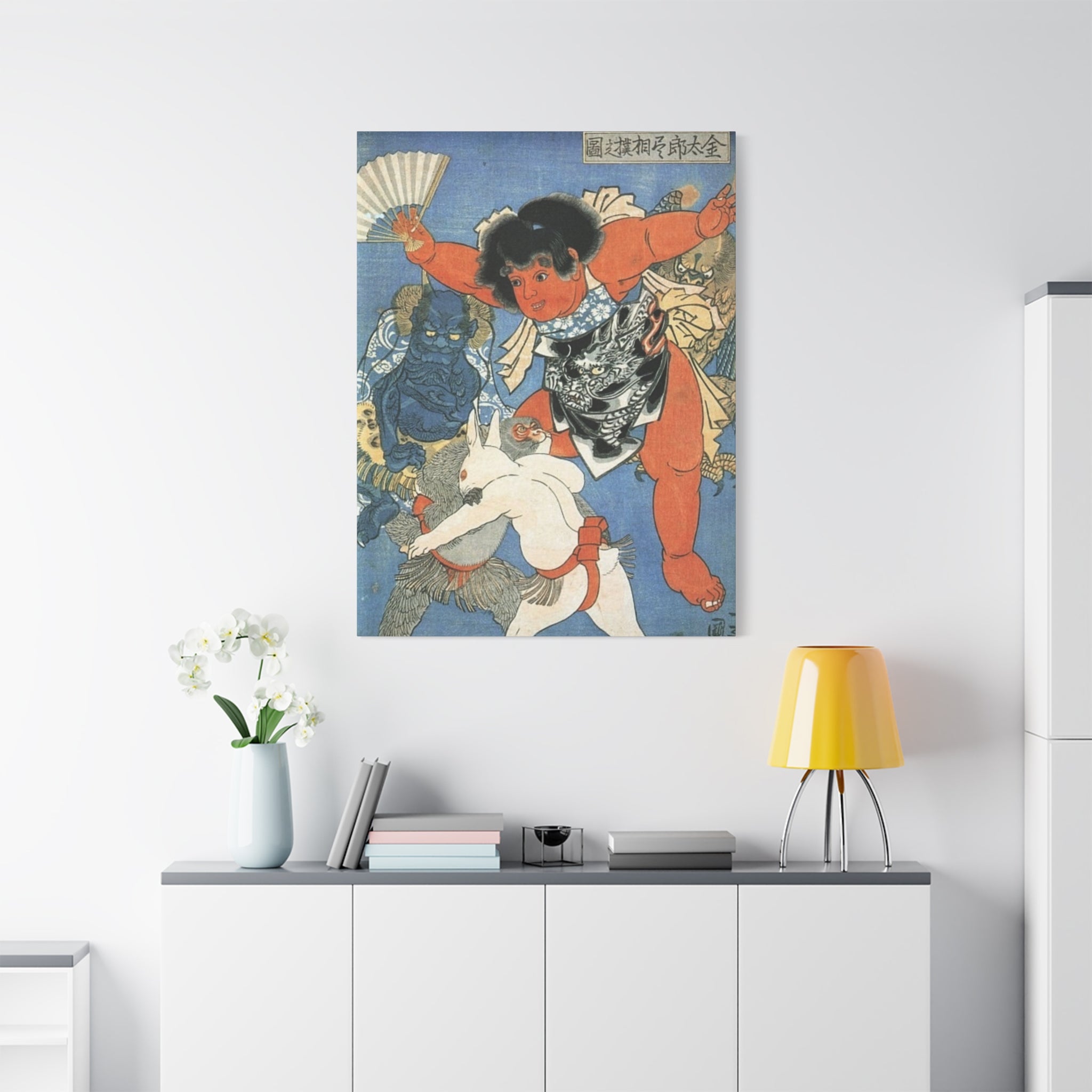 Kintaro and Friends with Blue Background Matte Canvas, Stretched, 1.25"