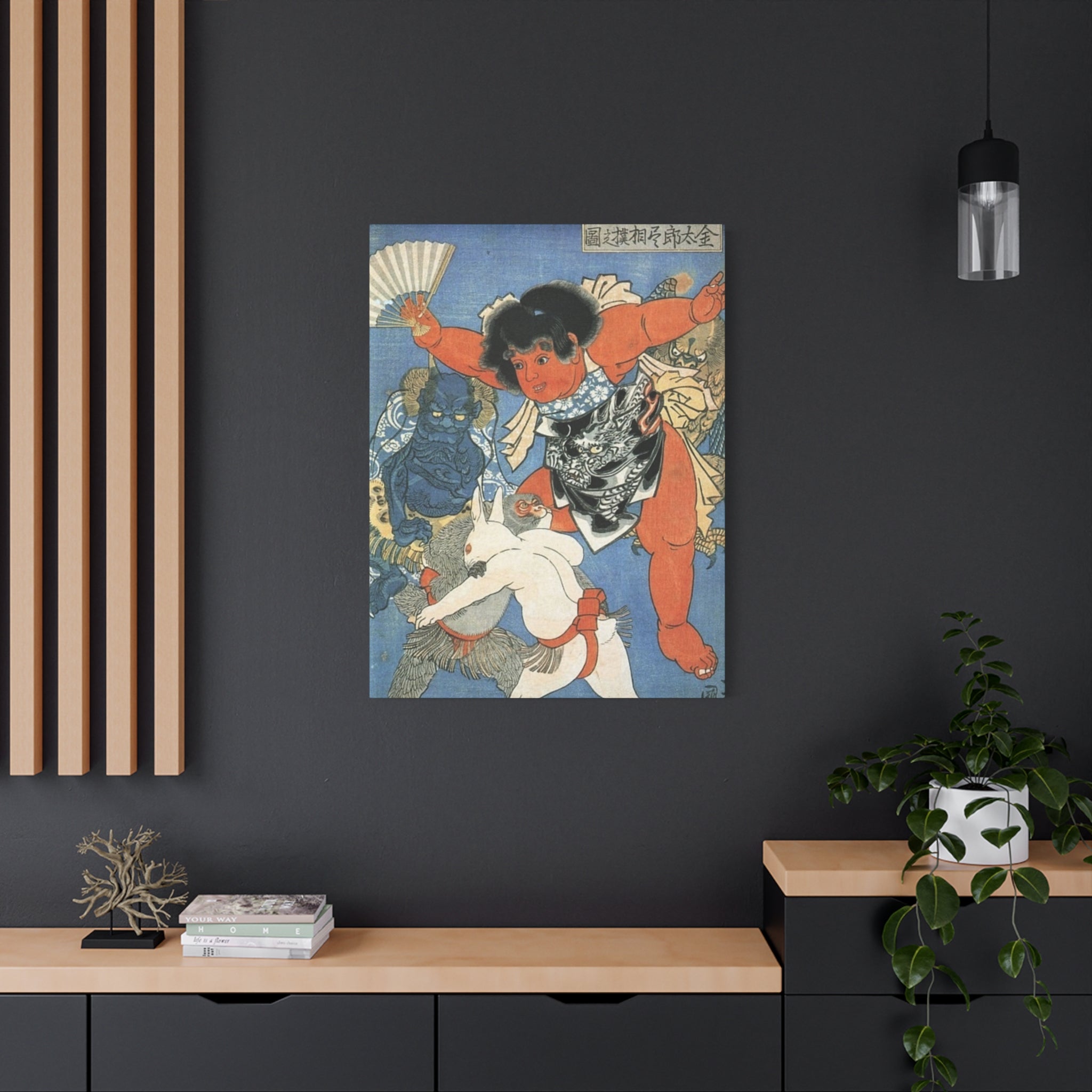 Kintaro and Friends with Blue Background Matte Canvas, Stretched, 1.25"