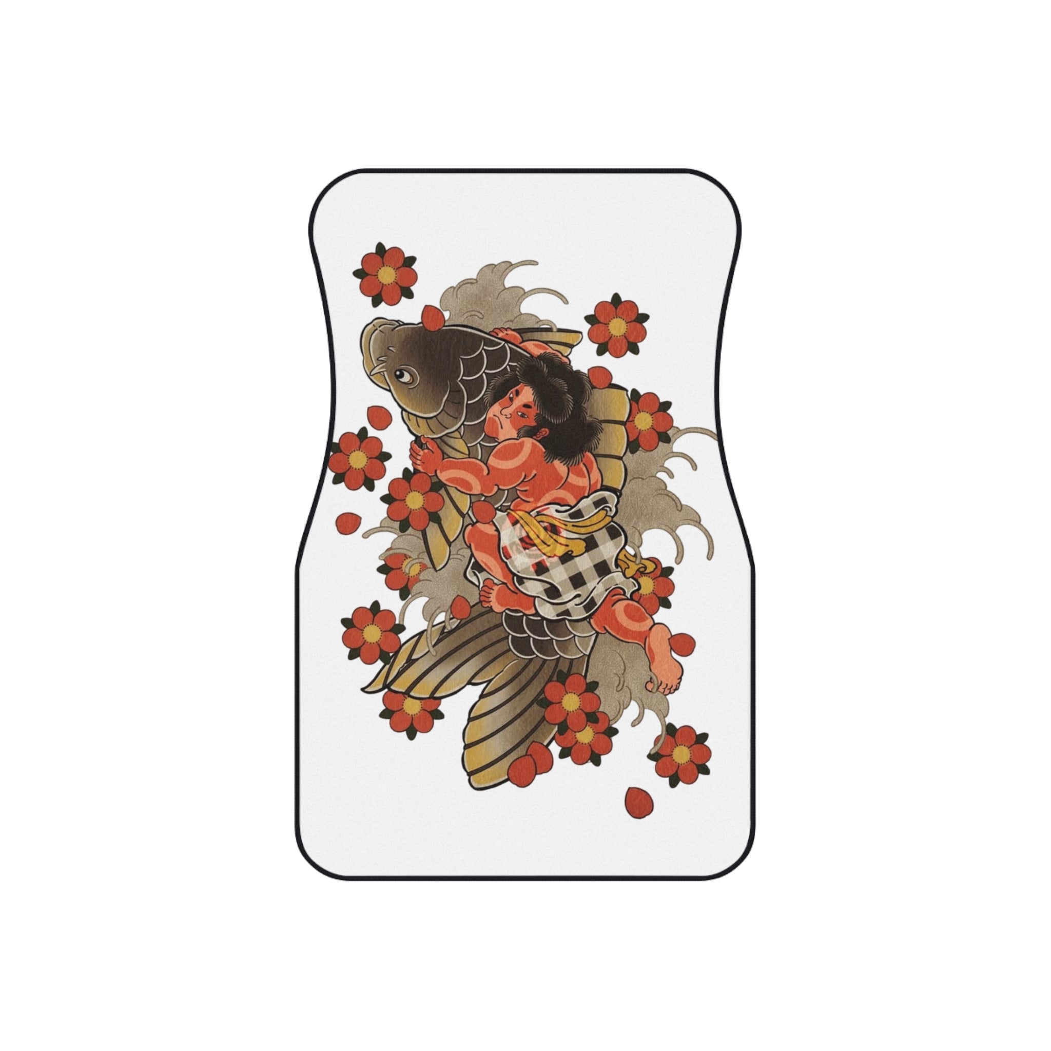 Kintaro Riding Koi with Cherry Blossoms Car Mats (Set of 4)