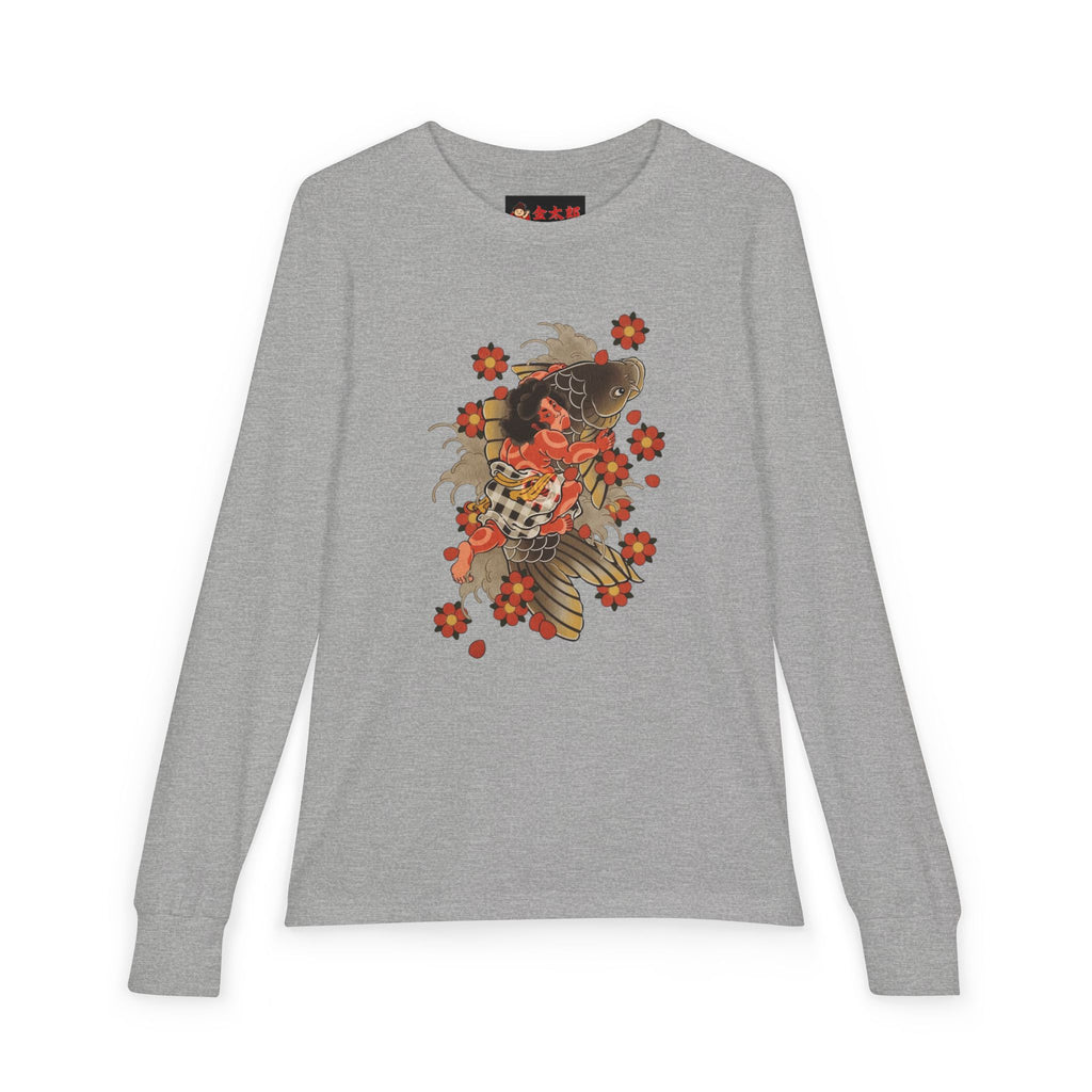 Youth Jersey Long Sleeve Tee with Kintaro and Koi Print