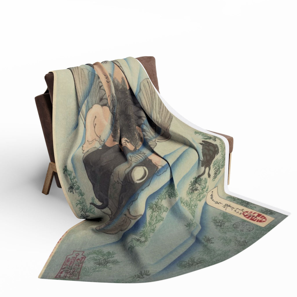 Kintaro on Koi Light Blue Arctic Fleece Blanket (3 Sizes)