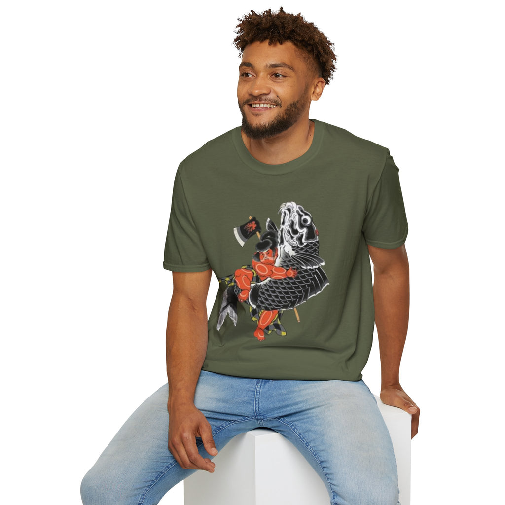 Kintaro Riding Koi with Axe Tshirt (Men, Women, Unisex)
