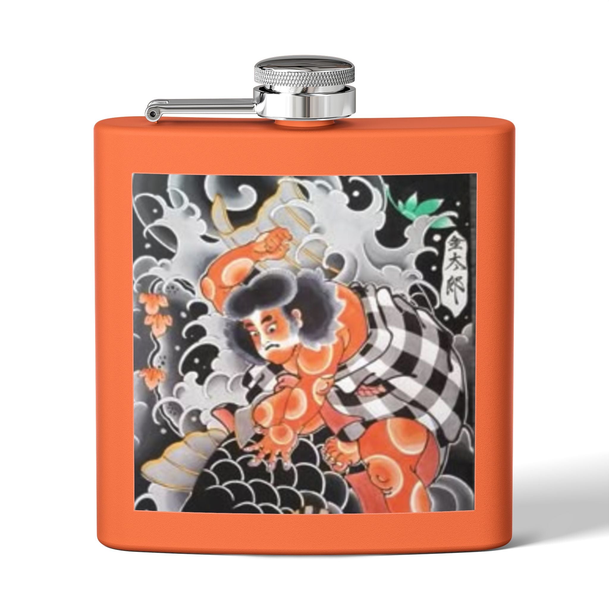 Kintaro and Koi on Stainless Steel Flask, 6oz