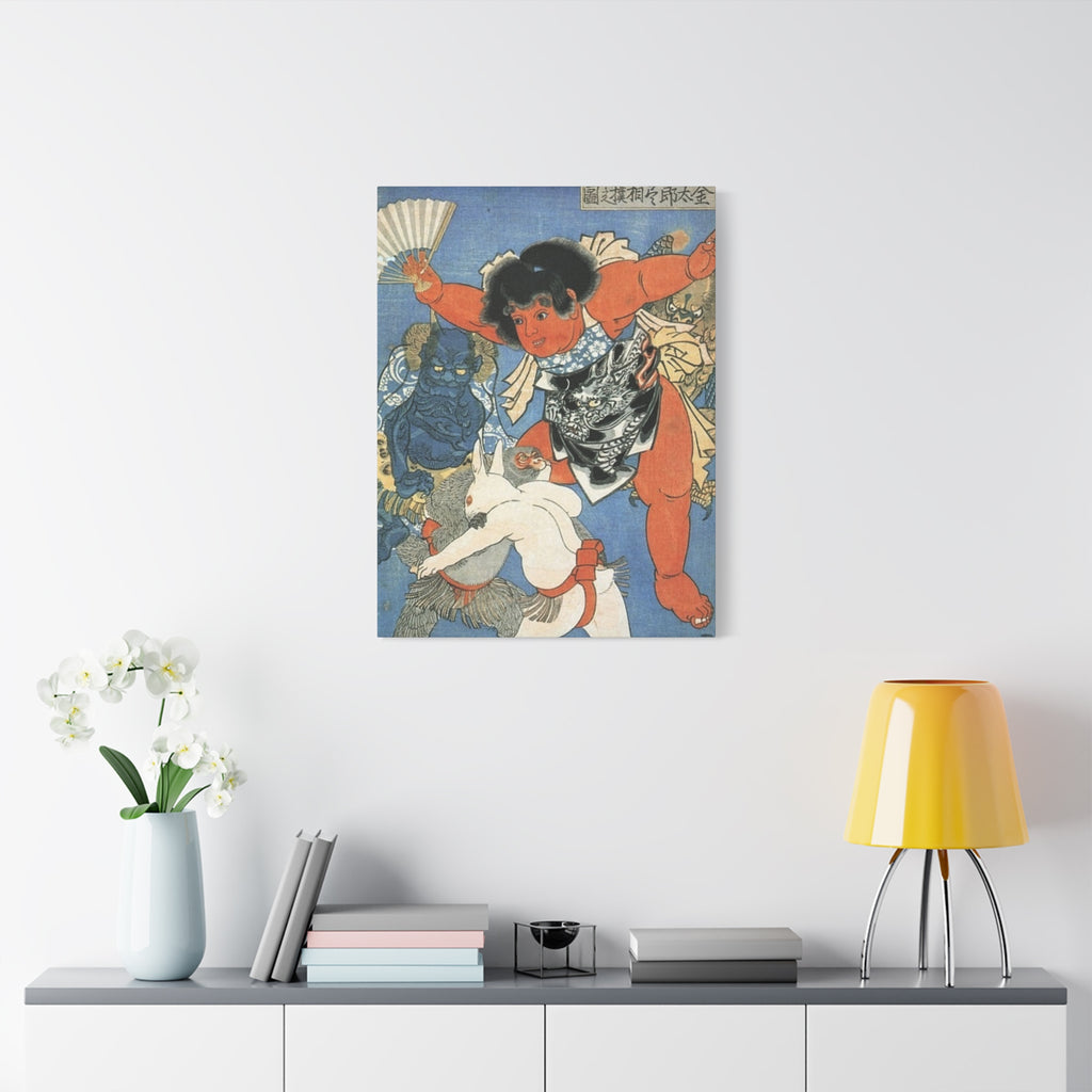 Kintaro and Friends with Blue Background Matte Canvas, Stretched, 1.25"