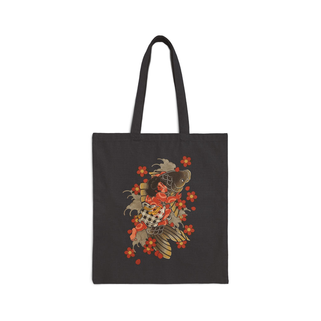 Kintaro with Koi and Cherry  Blossoms Canvas Tote  Market Bag