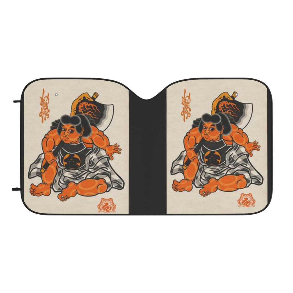 Japanese Kintaro Graphic Car Sun Shade – Vintage Warrior Baby Auto Windshield Protector