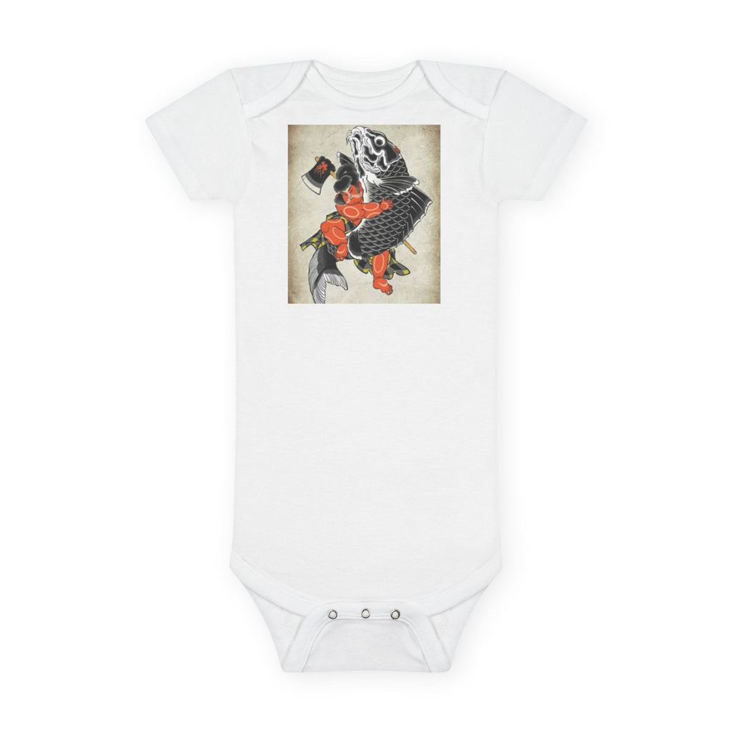 Vintage Samurai Kintaro Koi Baby Onesie