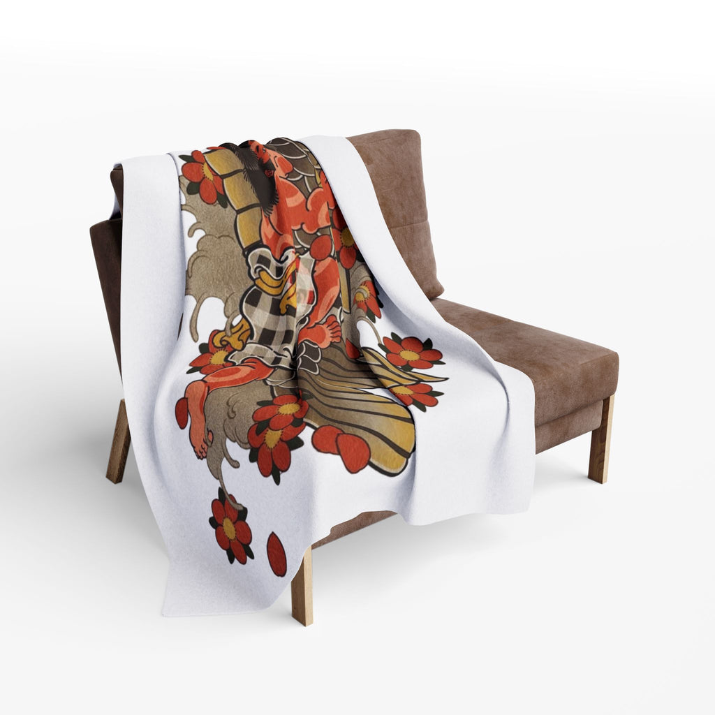 Kintaro The Golden Boy on a Koi with Cherry Blossoms Printed on a  Arctic Fleece Blanket