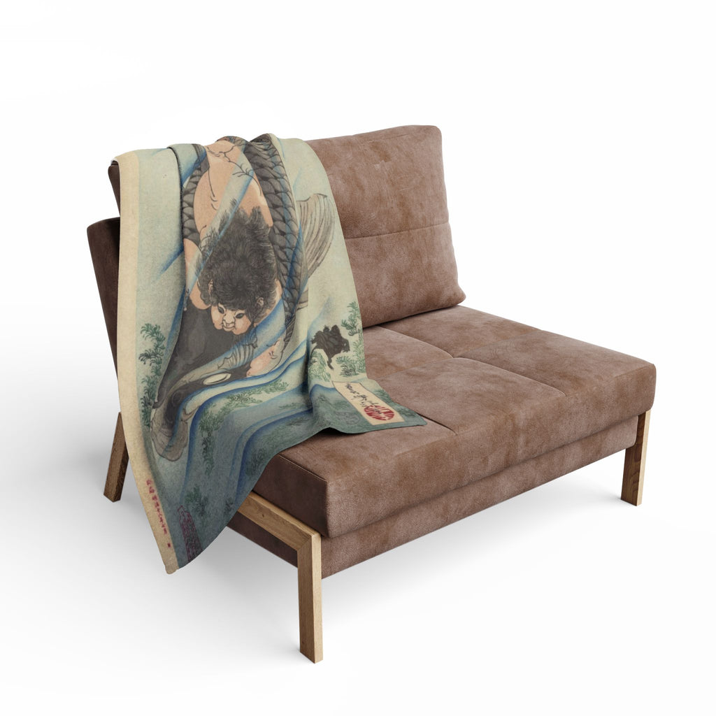 Kintaro on Koi Light Blue Arctic Fleece Blanket (3 Sizes)