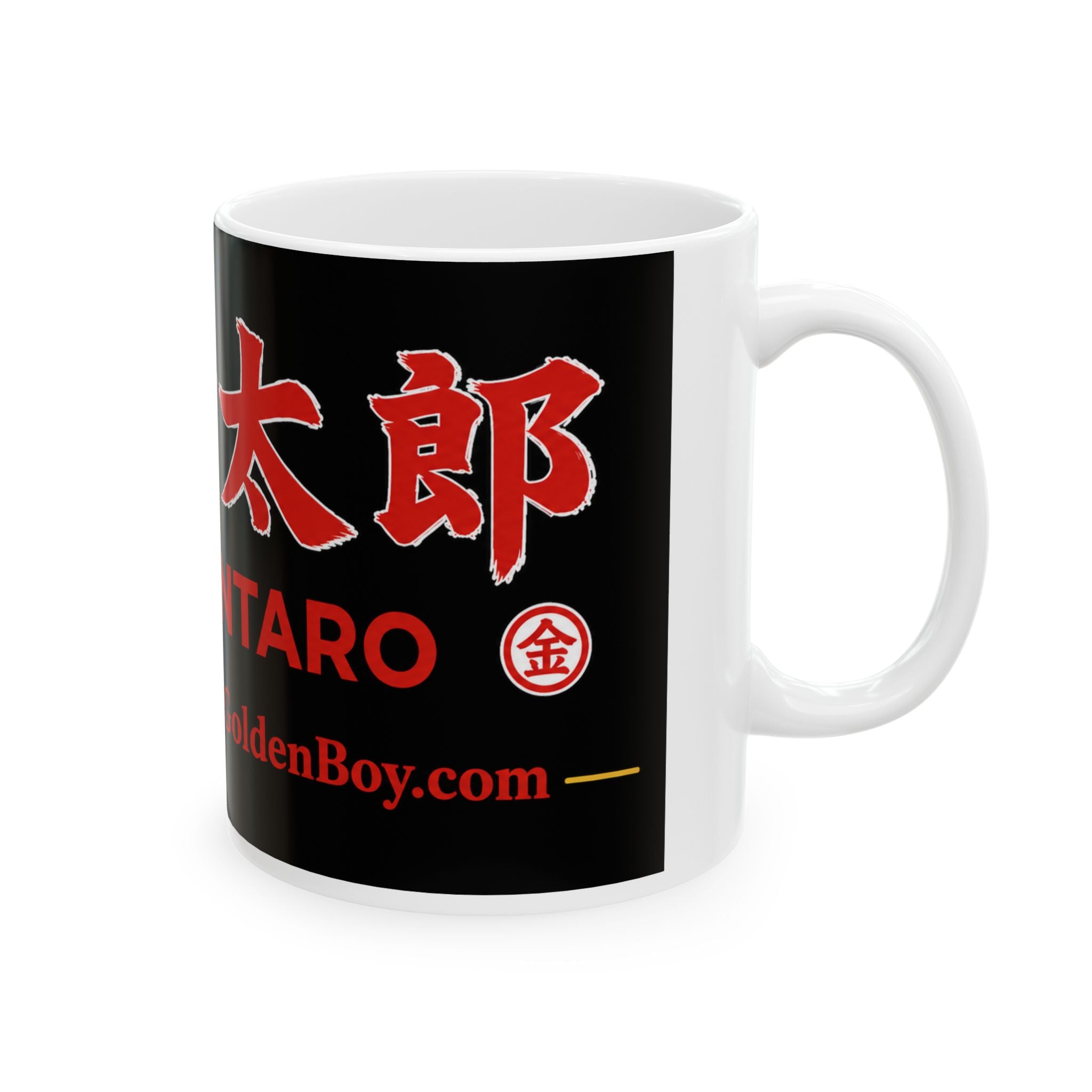 Kintaro in Kanji with Website Ceramic Mug, (11oz, 15oz)