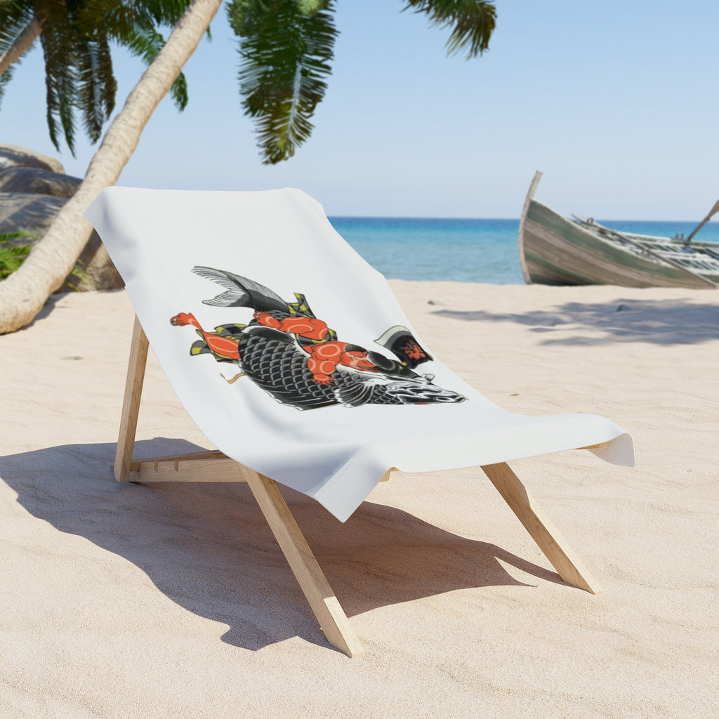 Kintaro and Koi Printed Beach Towel