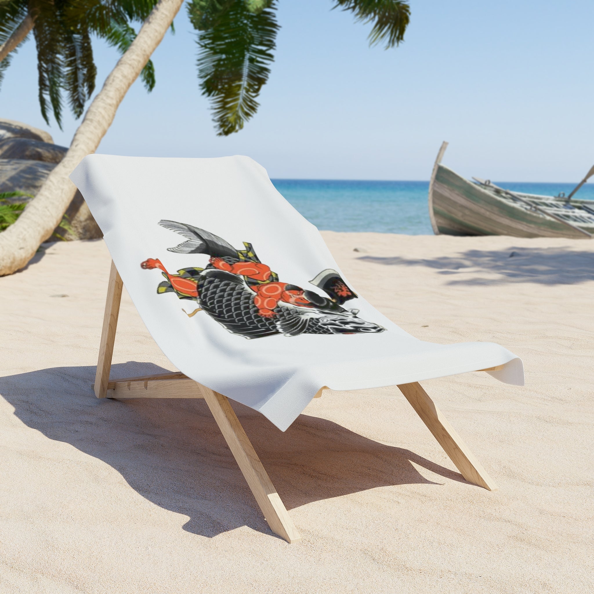 Kintaro and Koi Printed Beach Towel