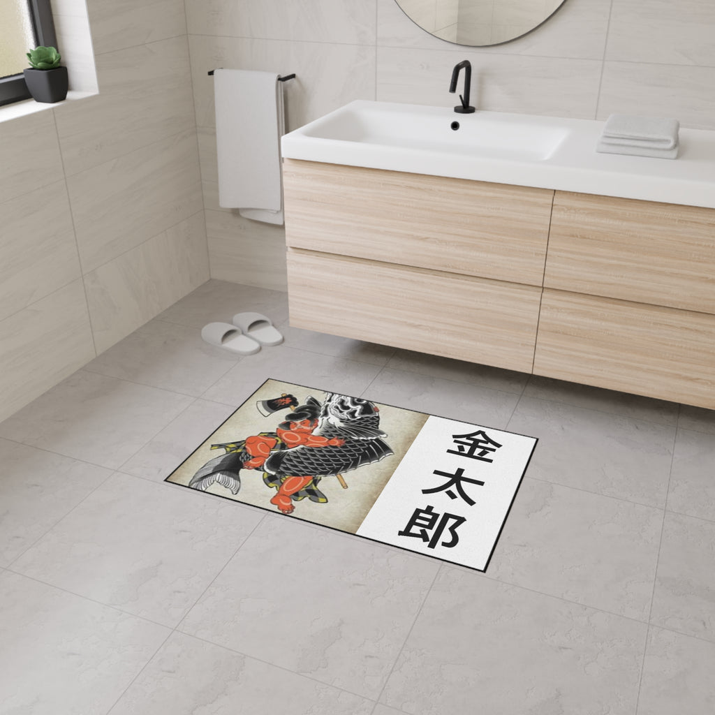 Kintaro The Golden Boy Riding Koi Heavy Duty Floor Mat