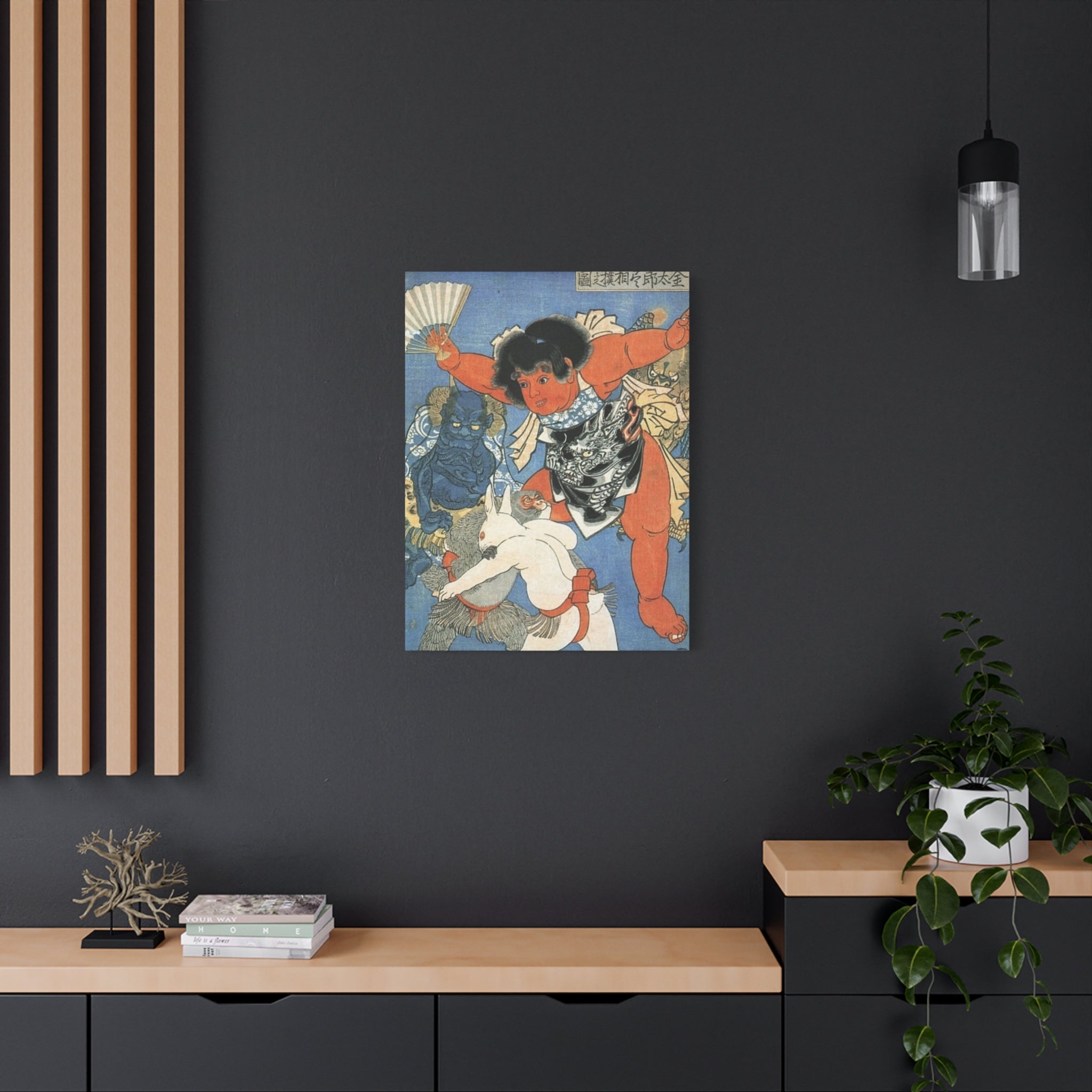 Kintaro and Friends with Blue Background Matte Canvas, Stretched, 1.25"