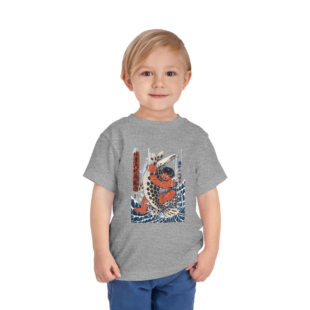 Toddler Short Sleeve Tee with Kintaro Fighting Fish Print