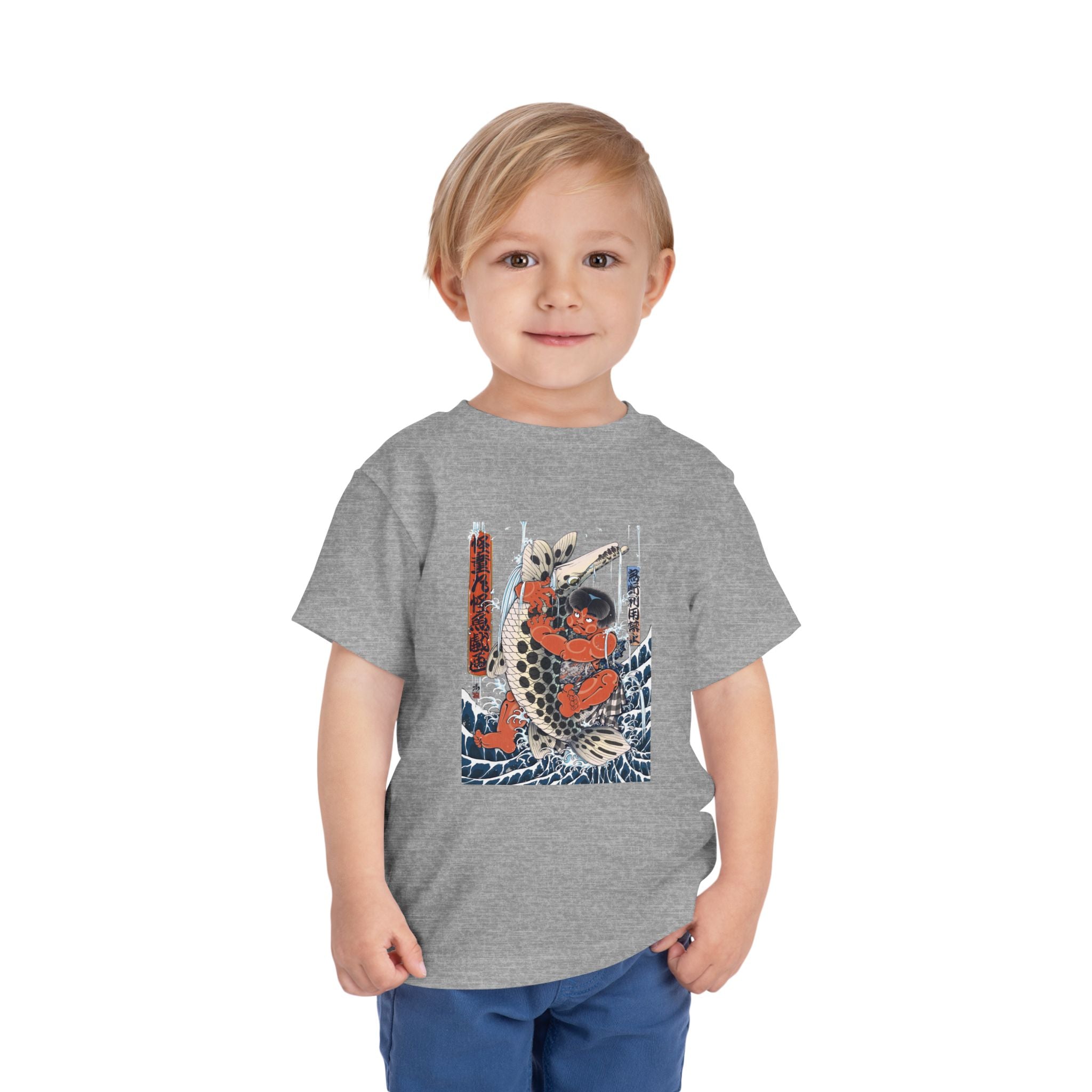 Toddler Short Sleeve Tee with Kintaro Fighting Fish Print