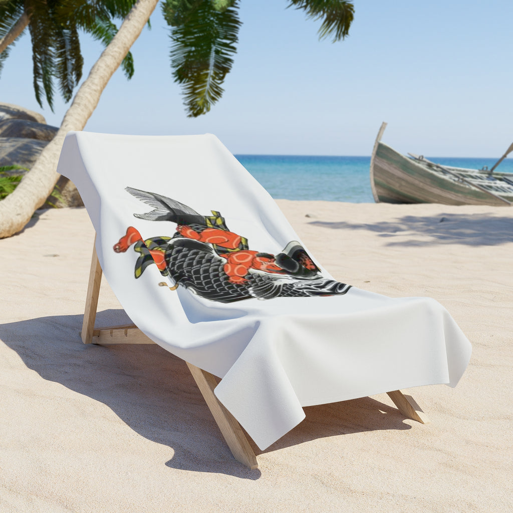 Kintaro and Koi Printed Beach Towel