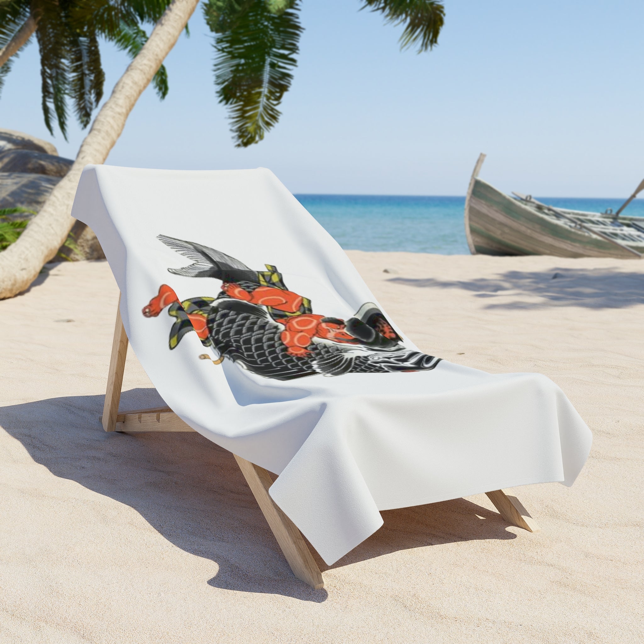 Kintaro and Koi Printed Beach Towel