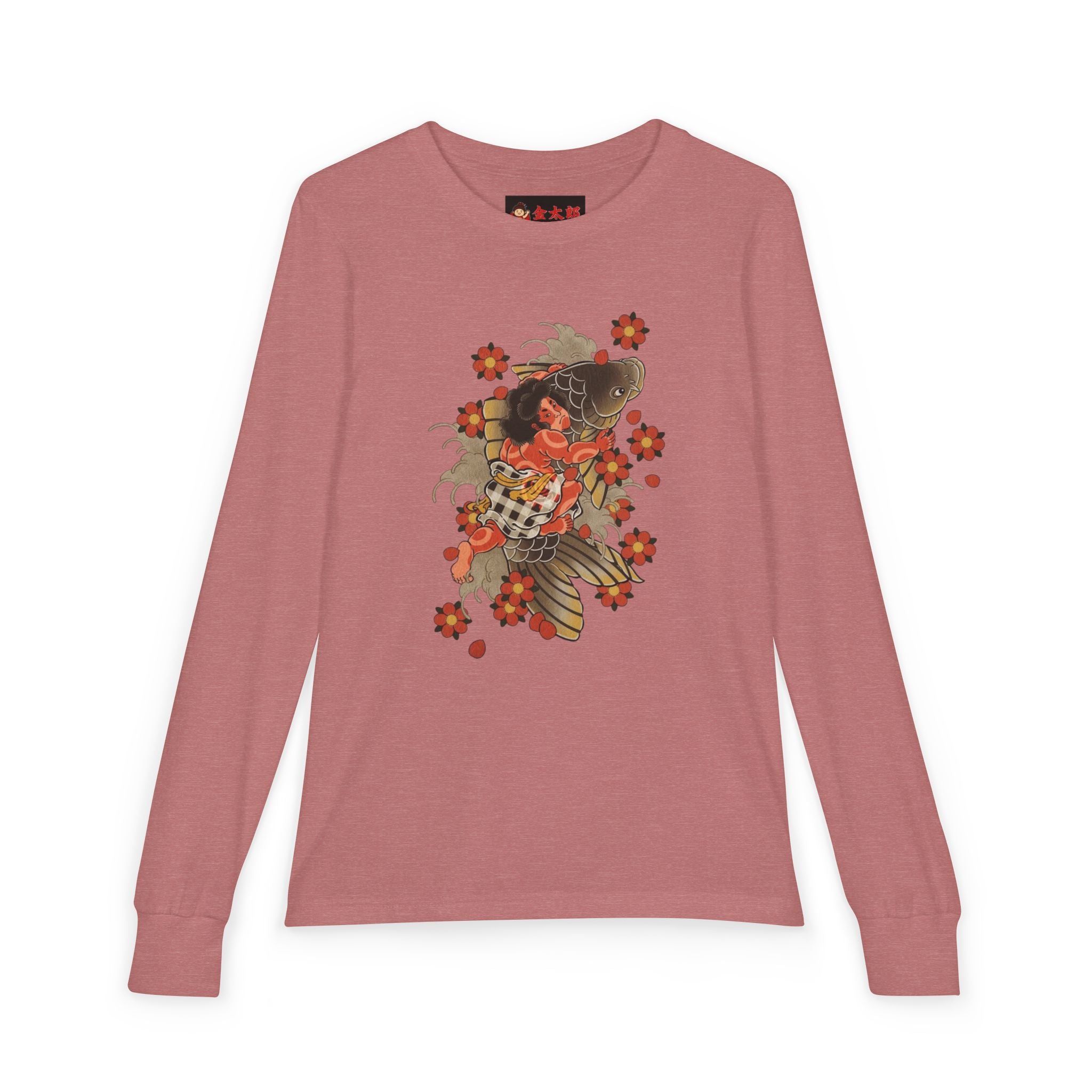 Youth Jersey Long Sleeve Tee with Kintaro and Koi Print