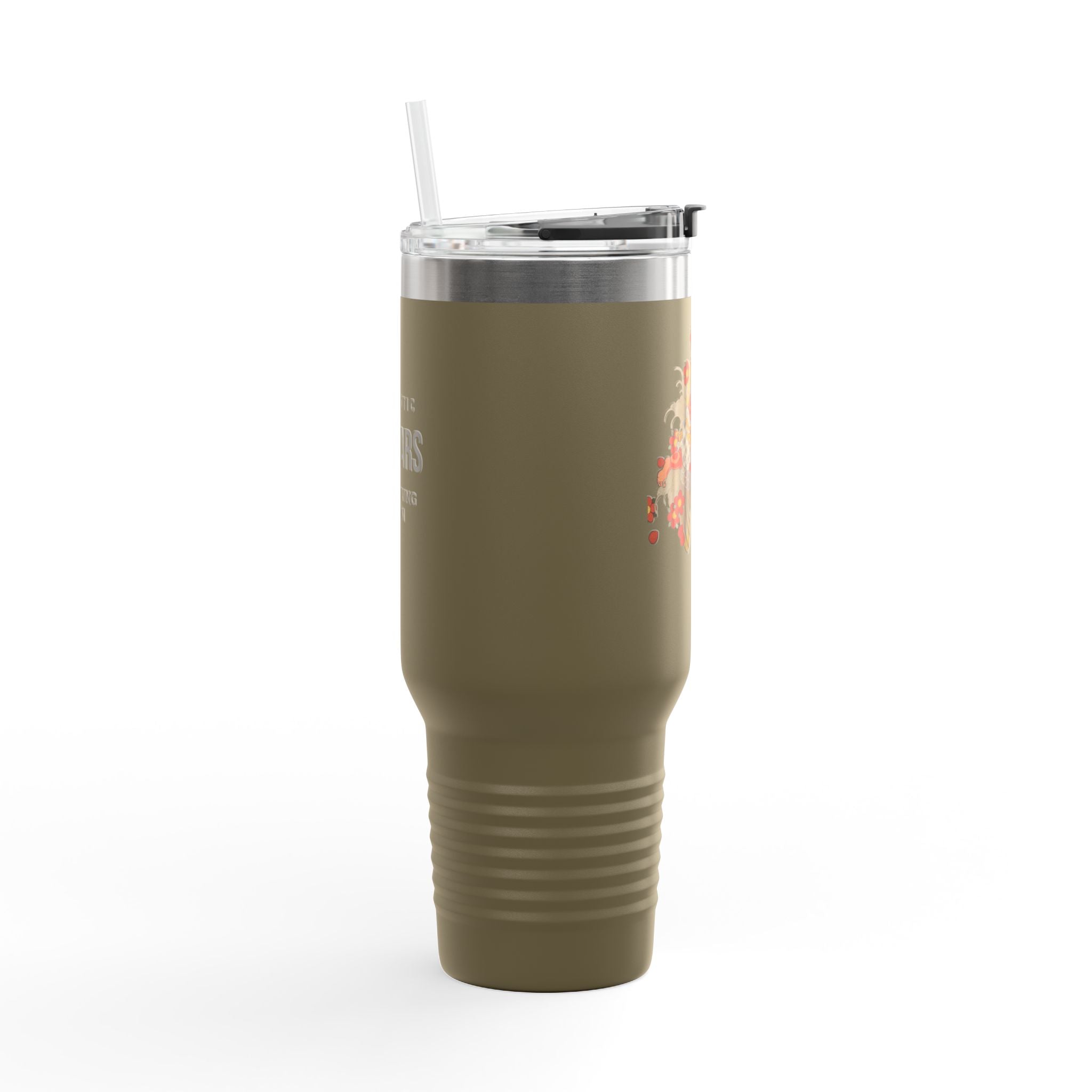 Kintaro with Koi and Cherry Blossoms — 40oz Insulated Travel Mug Tumbler with Handle