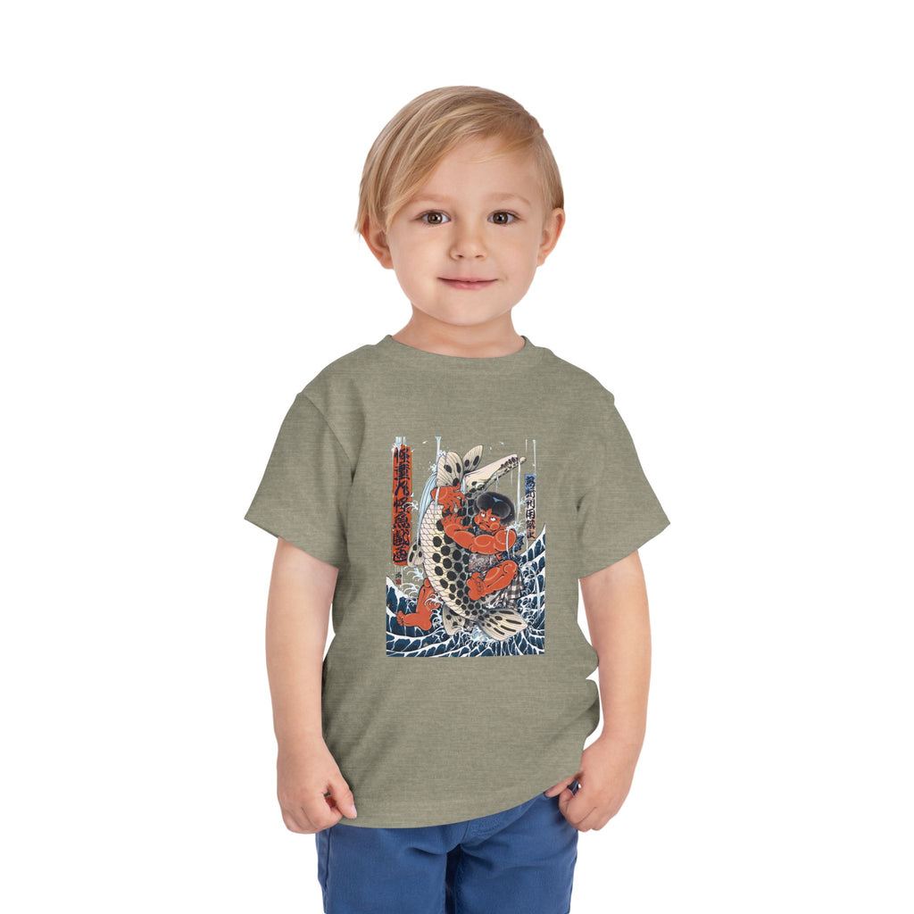 Toddler Short Sleeve Tee with Kintaro Fighting Fish Print