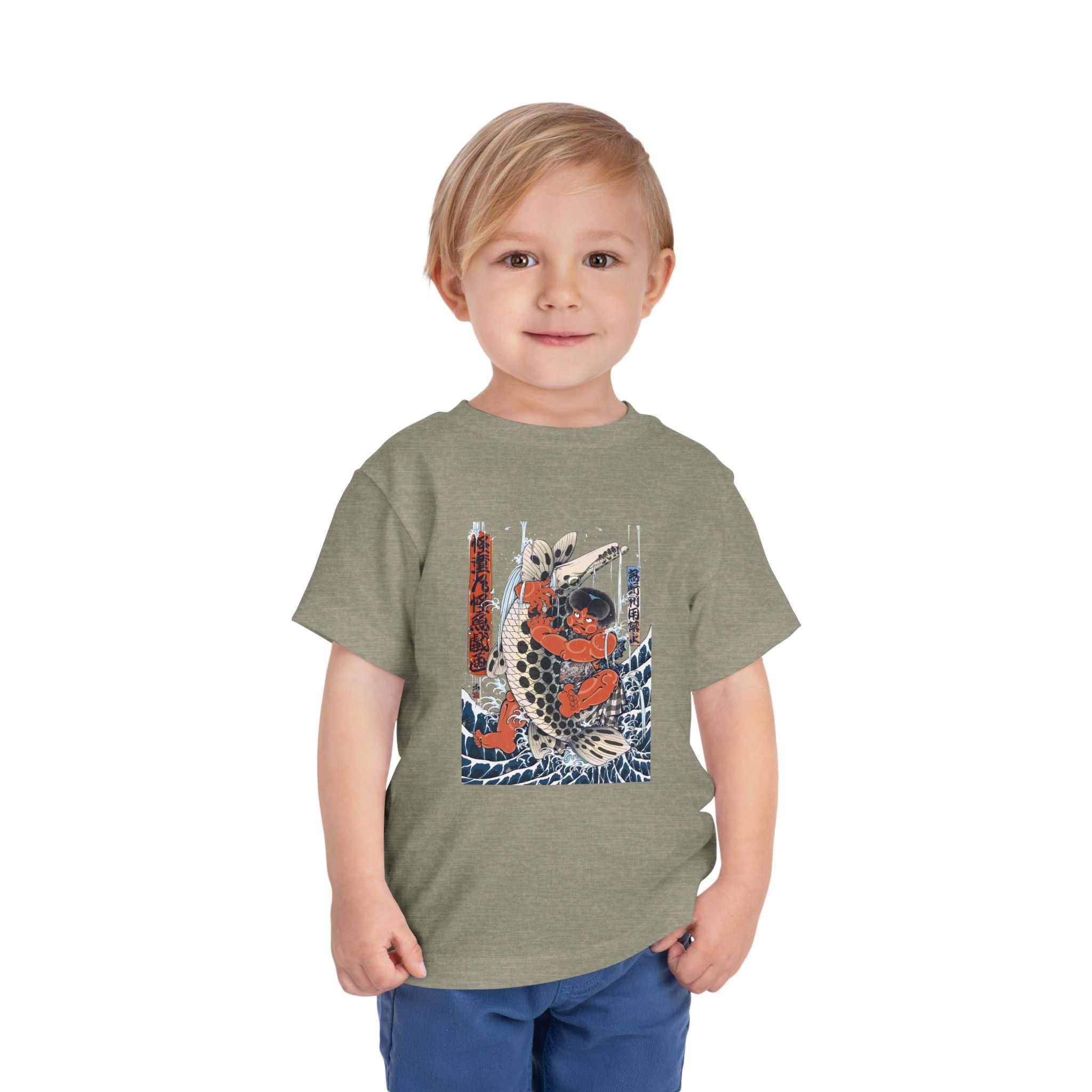 Toddler Short Sleeve Tee with Kintaro Fighting Fish Print