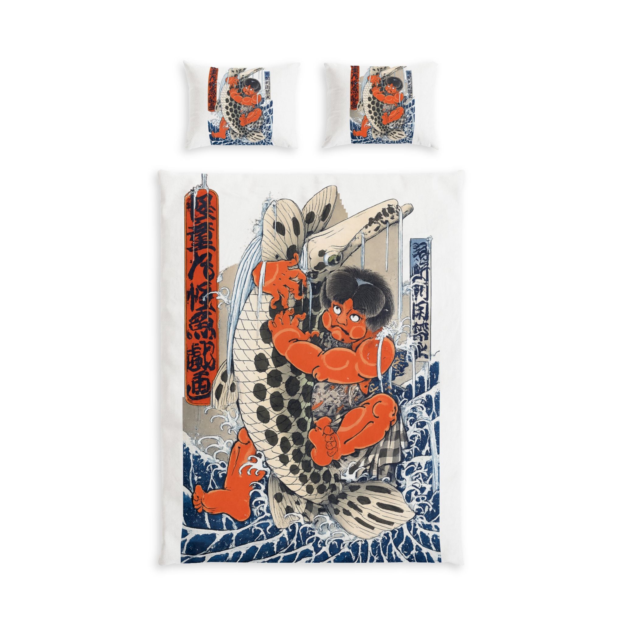 Kintaro Fighting Fish 3 Piece Cotton Bed Set (3 Sizes)