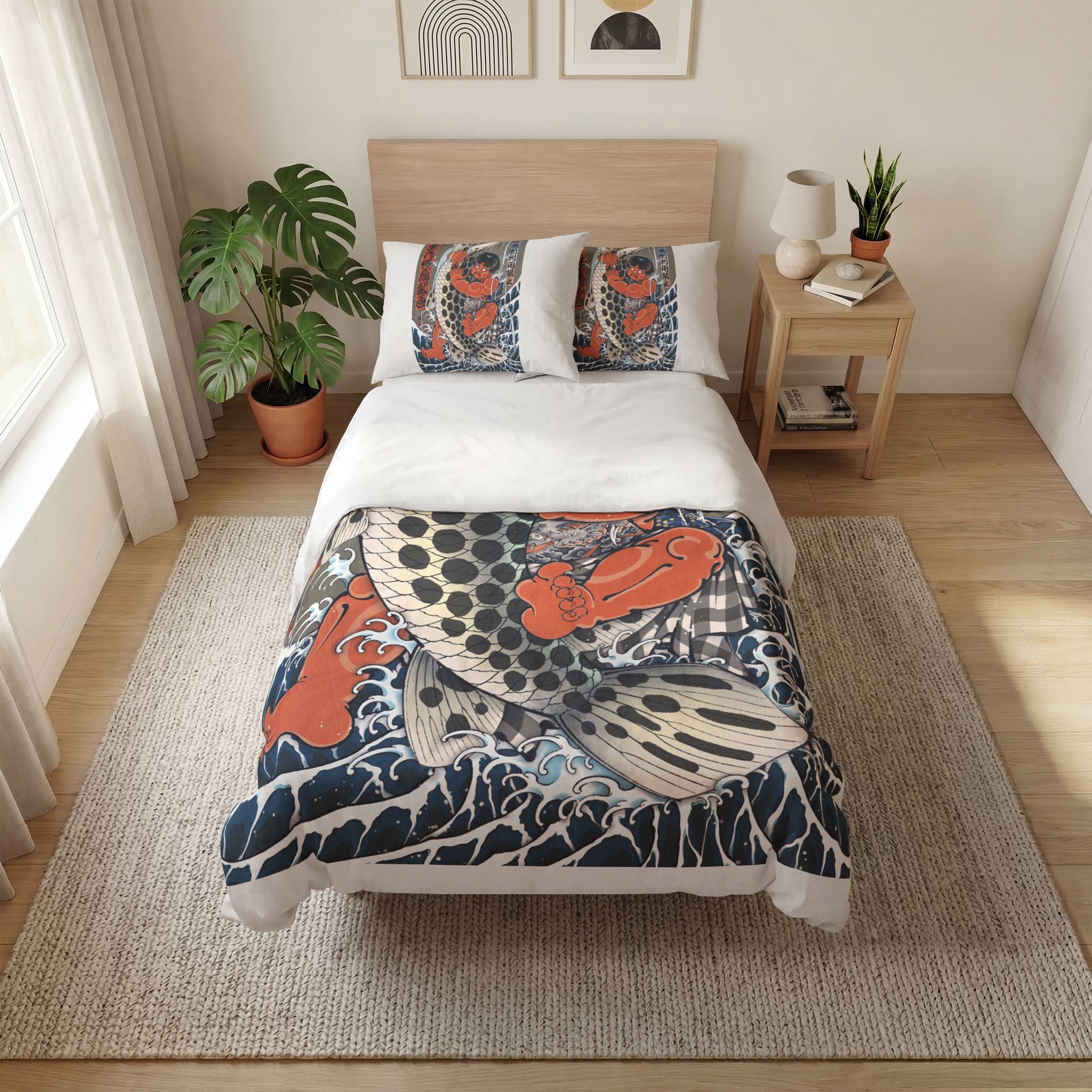 Quilt Cover Set Of Three Kintaro Fighting Fish Print