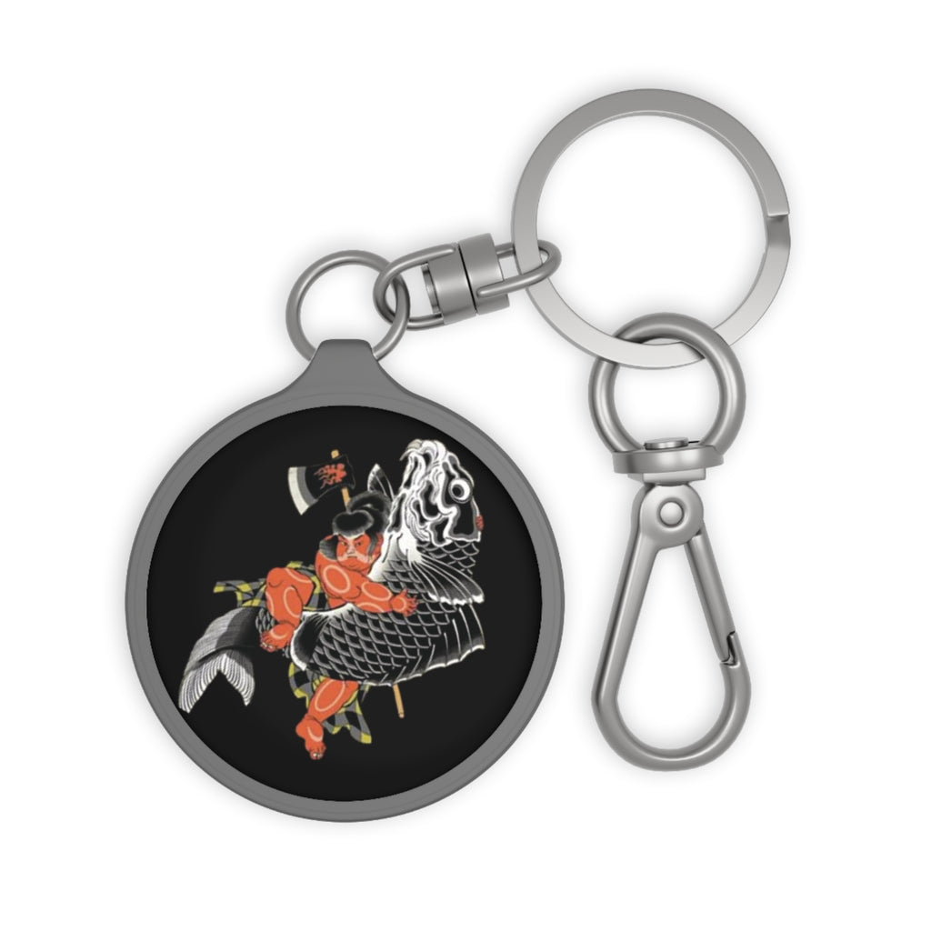 Kintaro Riding Koi with Axe Keyring Tag