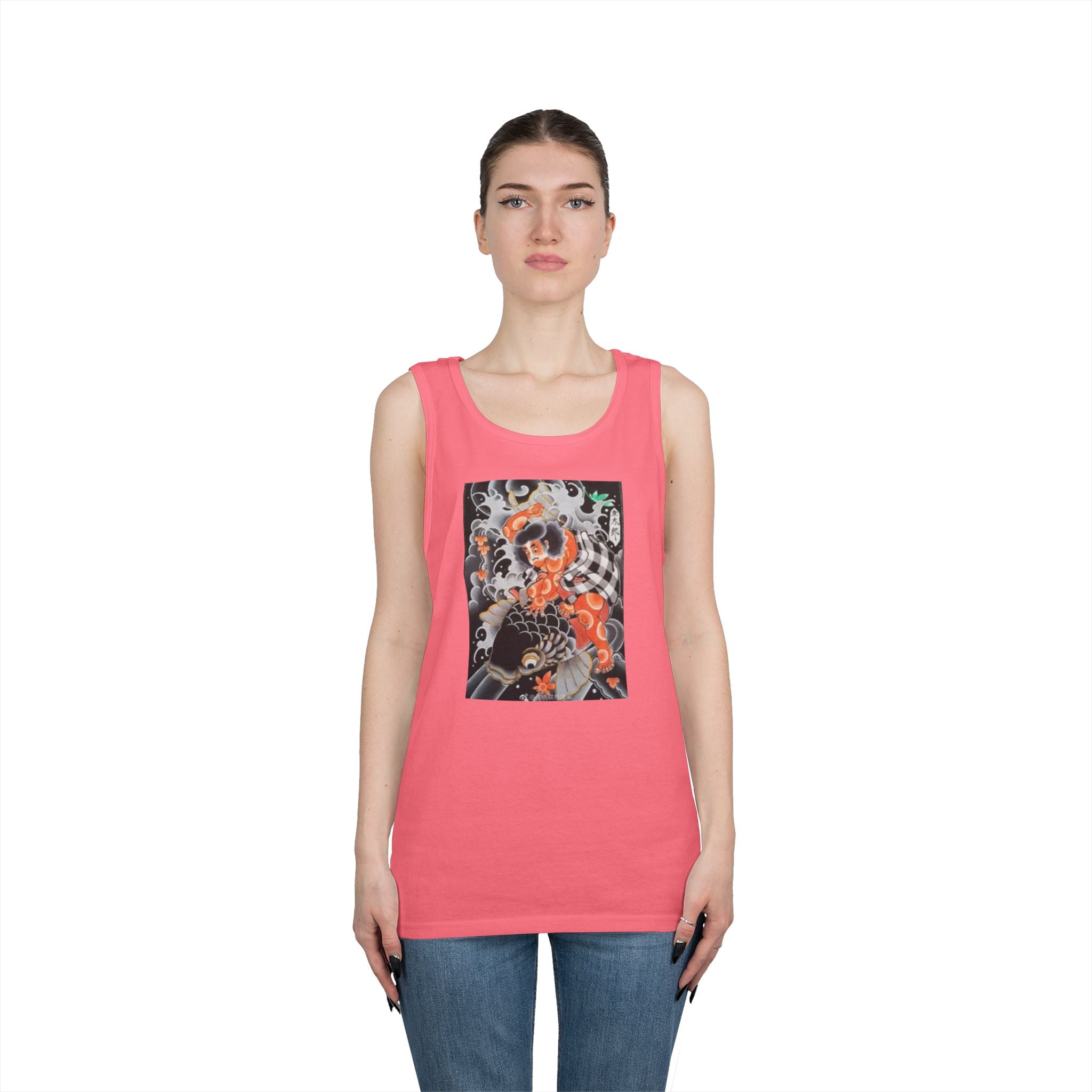 Kintaro with Black Koi Unisex Heavy Cotton Tank Top