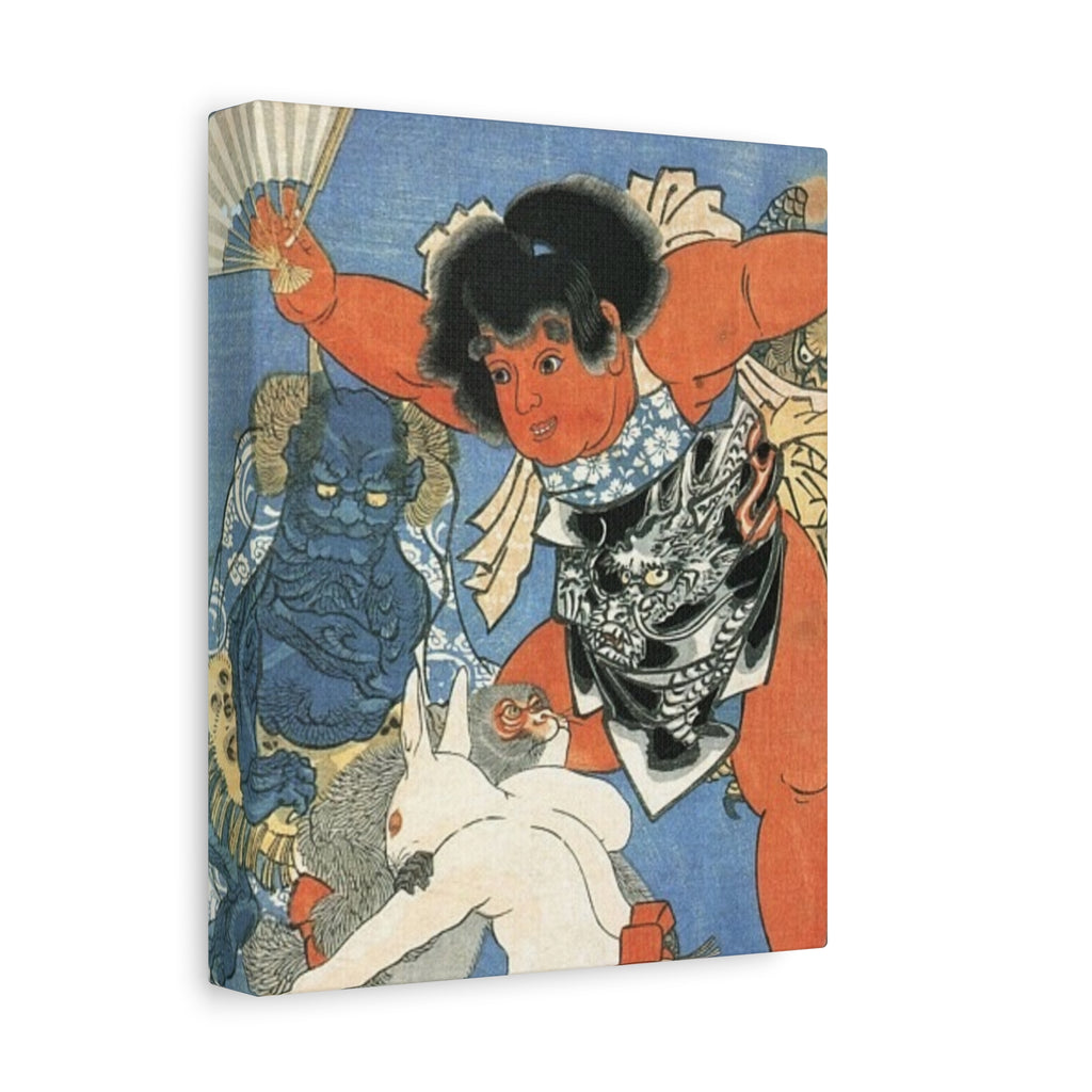 Kintaro and Friends with Blue Background Matte Canvas, Stretched, 1.25"