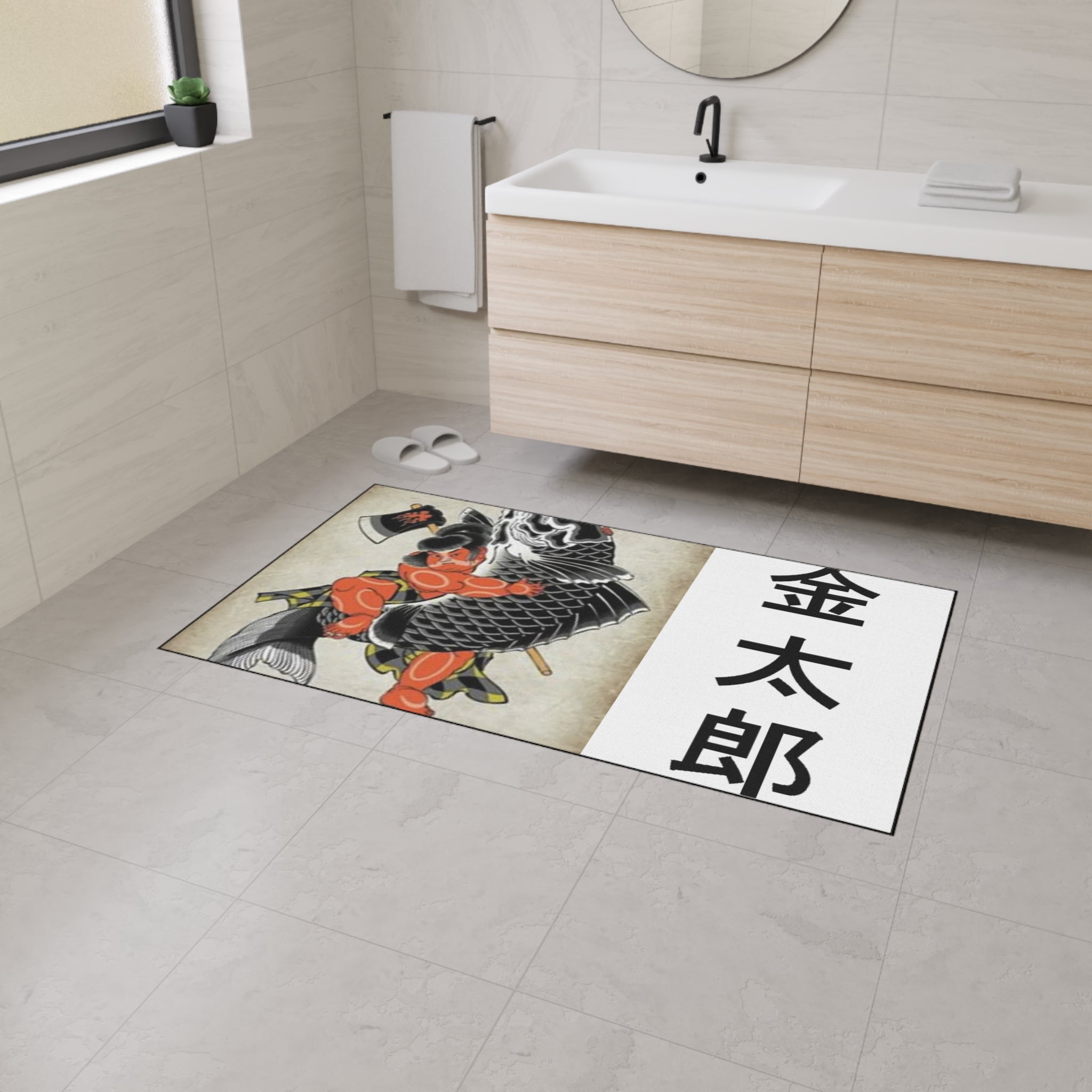 Kintaro The Golden Boy Riding Koi Heavy Duty Floor Mat
