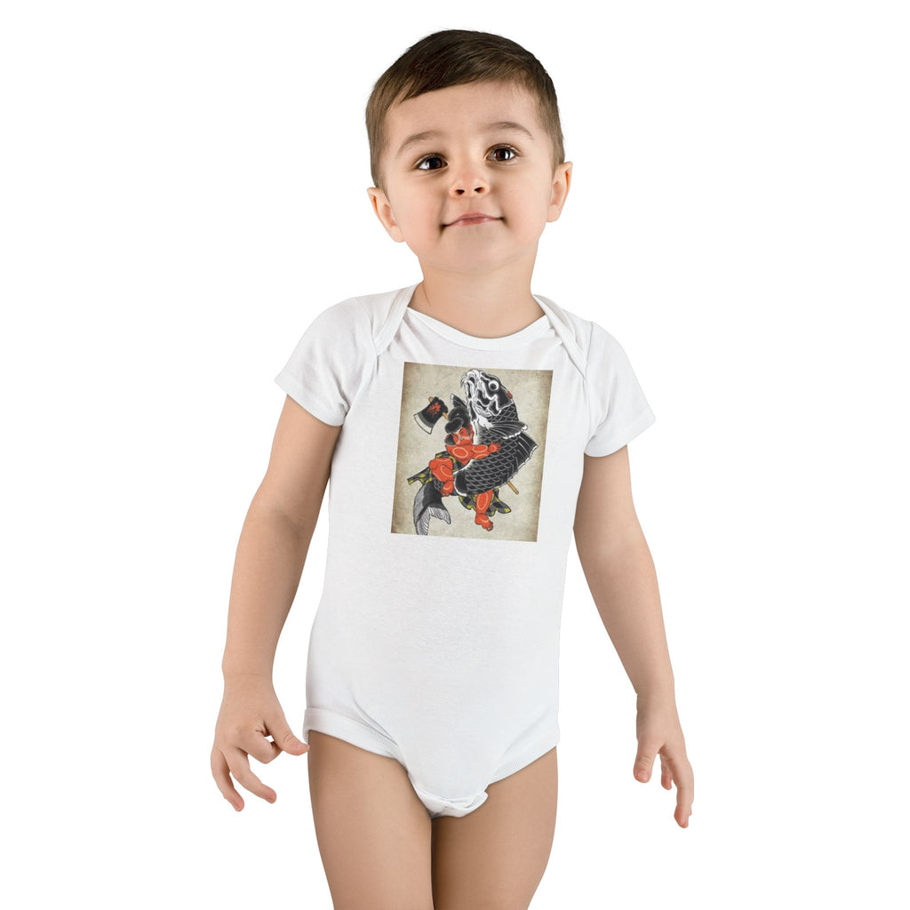 Vintage Samurai Kintaro Koi Baby Onesie